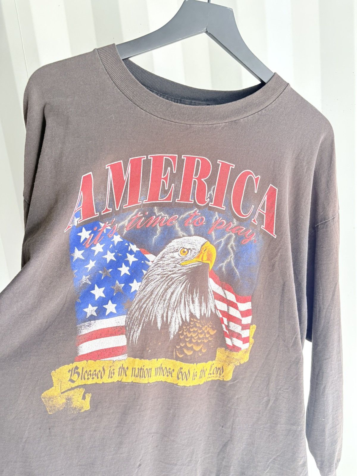 Vintage Thrashed America Pray Jesus Distressed Faded ERD Grunge Size US XXL / EU 58 / 5 - 3 Thumbnail