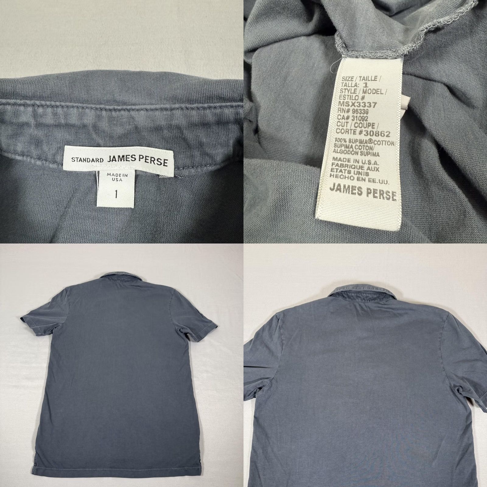 James Perse James Perse Shirt Mens Gray Polo Short Sleeve Cotton Jersey 1 Standard USA Regular Large Size US S / EU 44-46 / 1 - 8 Thumbnail