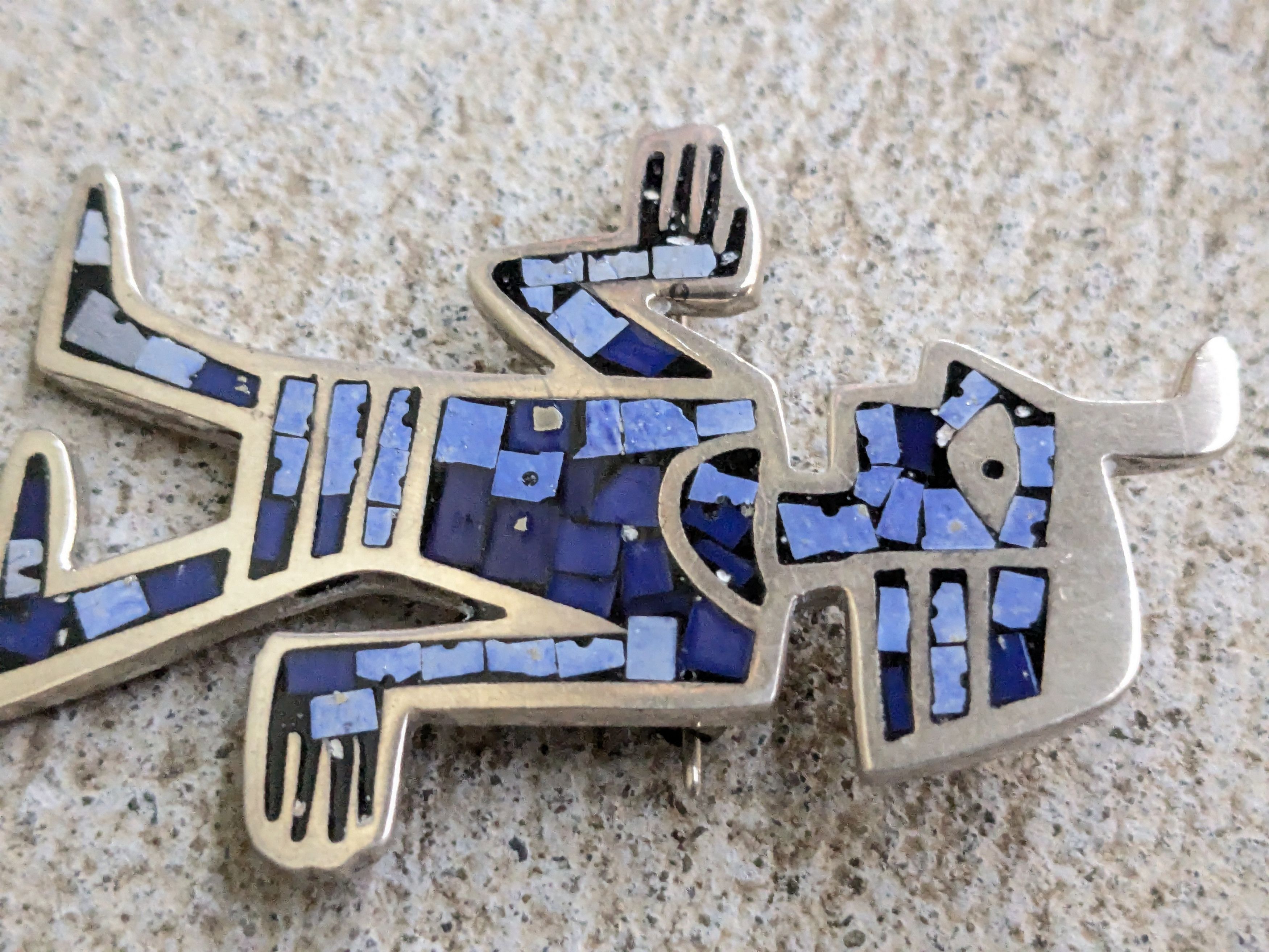 Jewelry Vintage Sterling Silver Pin Brooch Blue Taxco Mexico Size ONE SIZE - 3 Thumbnail