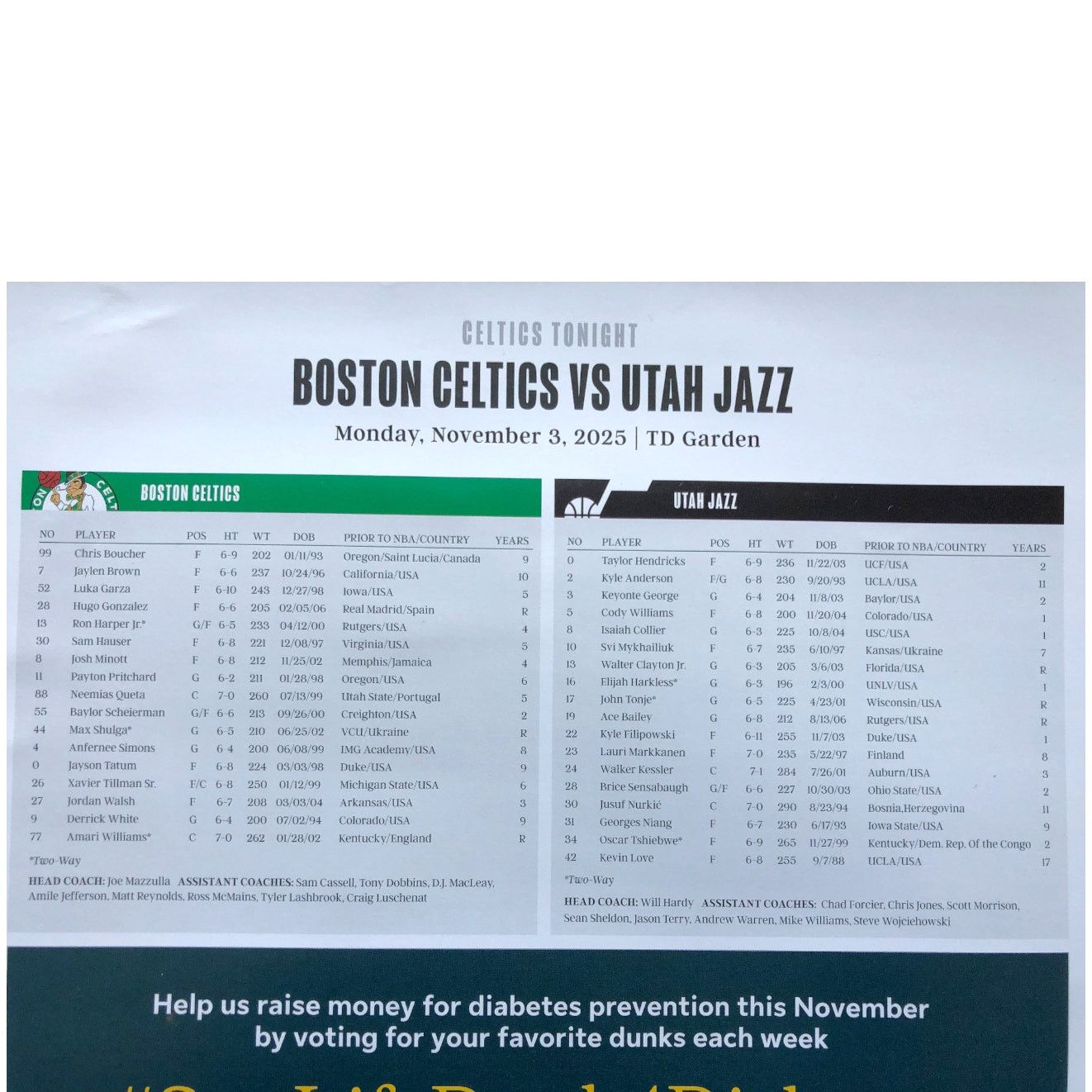 NBA Boston Celtics v Utah Jazz 11/3/25 Poster Payton Pritchard Size ONE SIZE - 3 Thumbnail