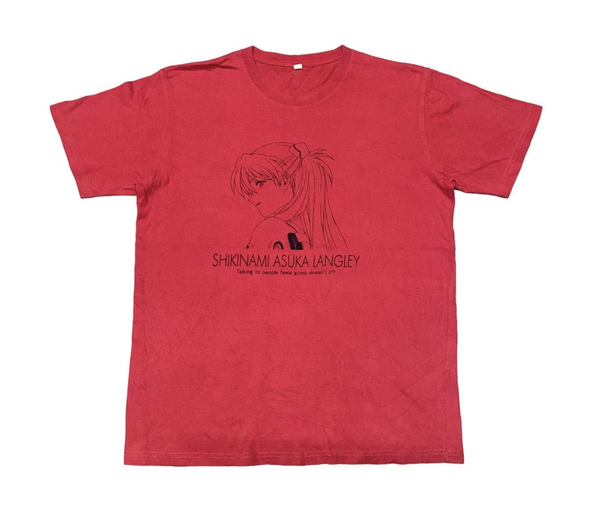 image of Anima x Cartoon Network Evangelion Asuka Langley Anime T Shirt in Red, Men's (Size Large)