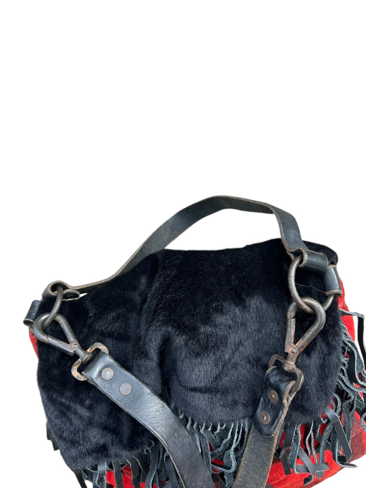 Leather Vintage Ralph Lauren Checks Wool Fringe Leather 2 Way Bag Size ONE SIZE - 16 Thumbnail