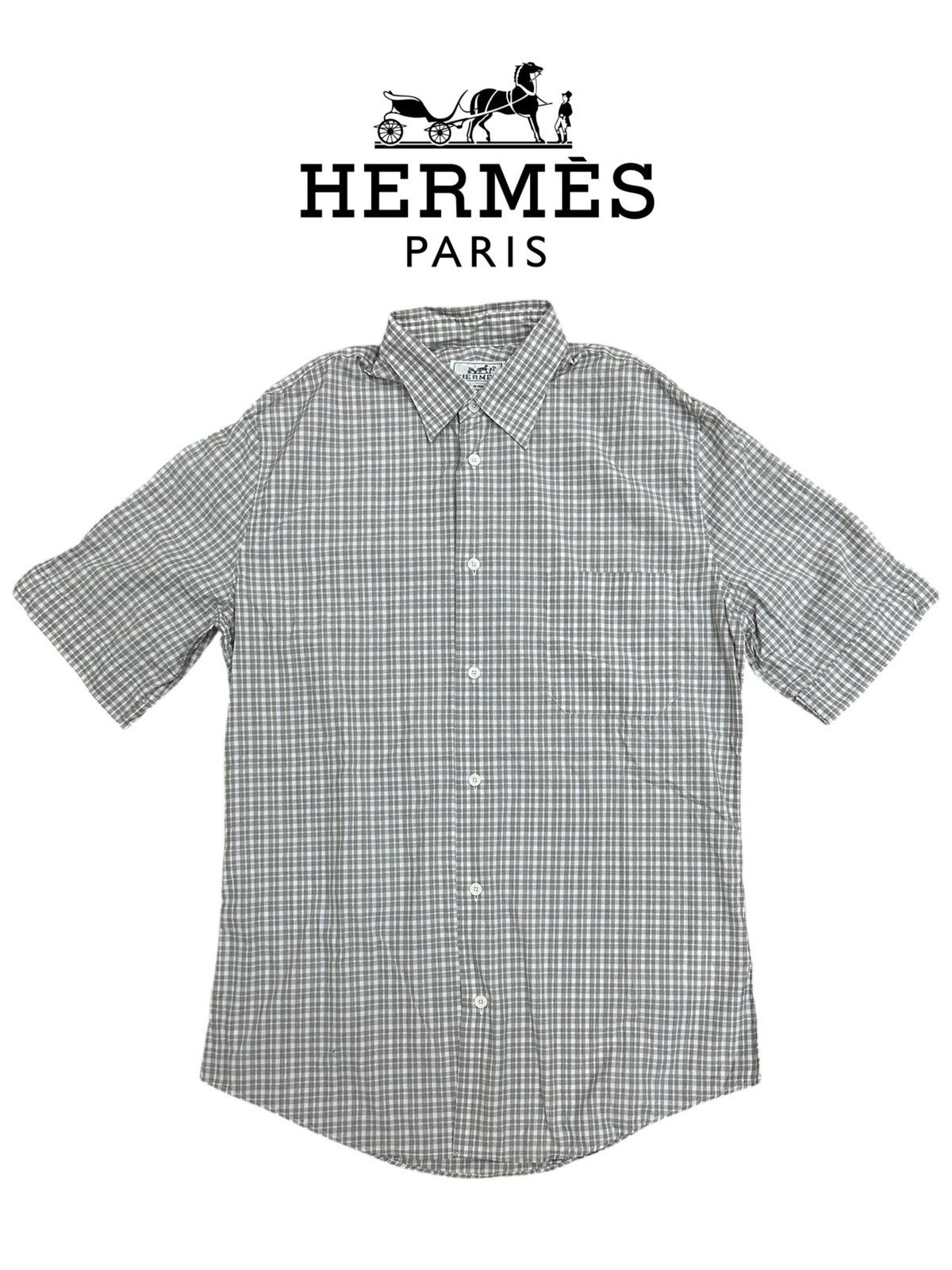 Hermes Hermes Cotton With Lamb Skin Button Up Shirt Size US M / EU 48-50 / 2 - 1 Thumbnail