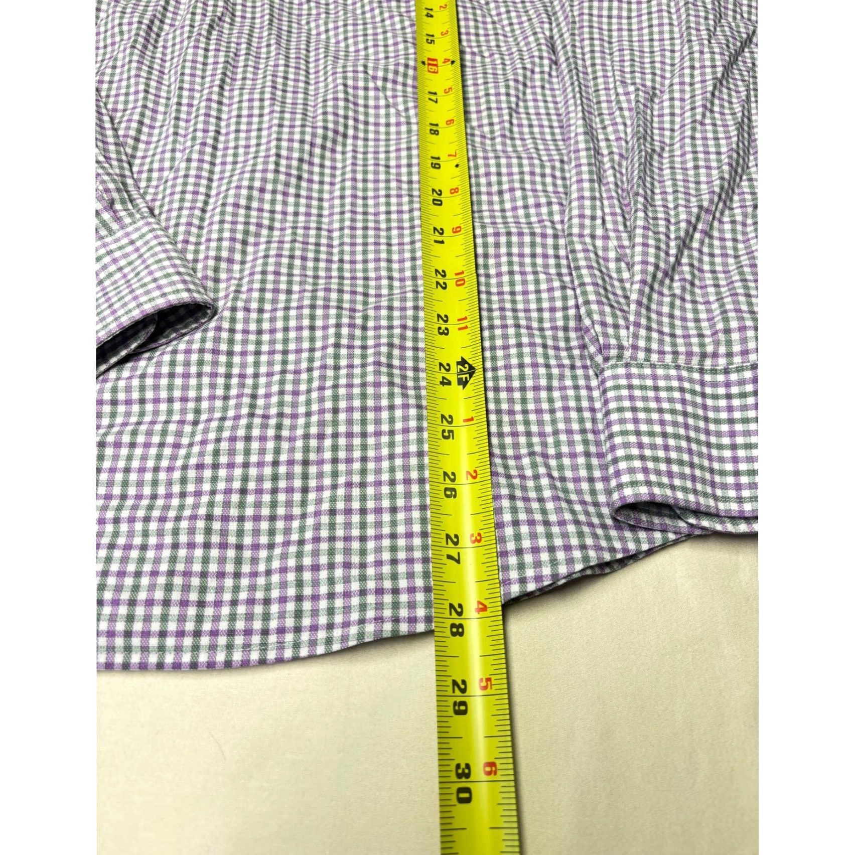 johnnie-O johnnie-O Performance Button-Down Shirt Gingham Check Long Sleeve Purple Green Mens Medium Size US M / EU 48-50 / 2 - 6 Thumbnail