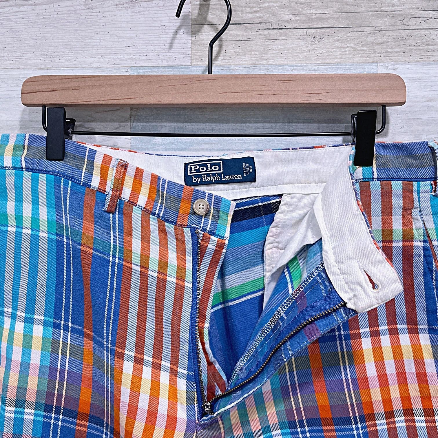 Polo Ralph Lauren POLO Ralph Lauren Madras Plaid Shorts Blue Orange 9" Flat 34 Size US 34 / EU 50 - 2 Thumbnail