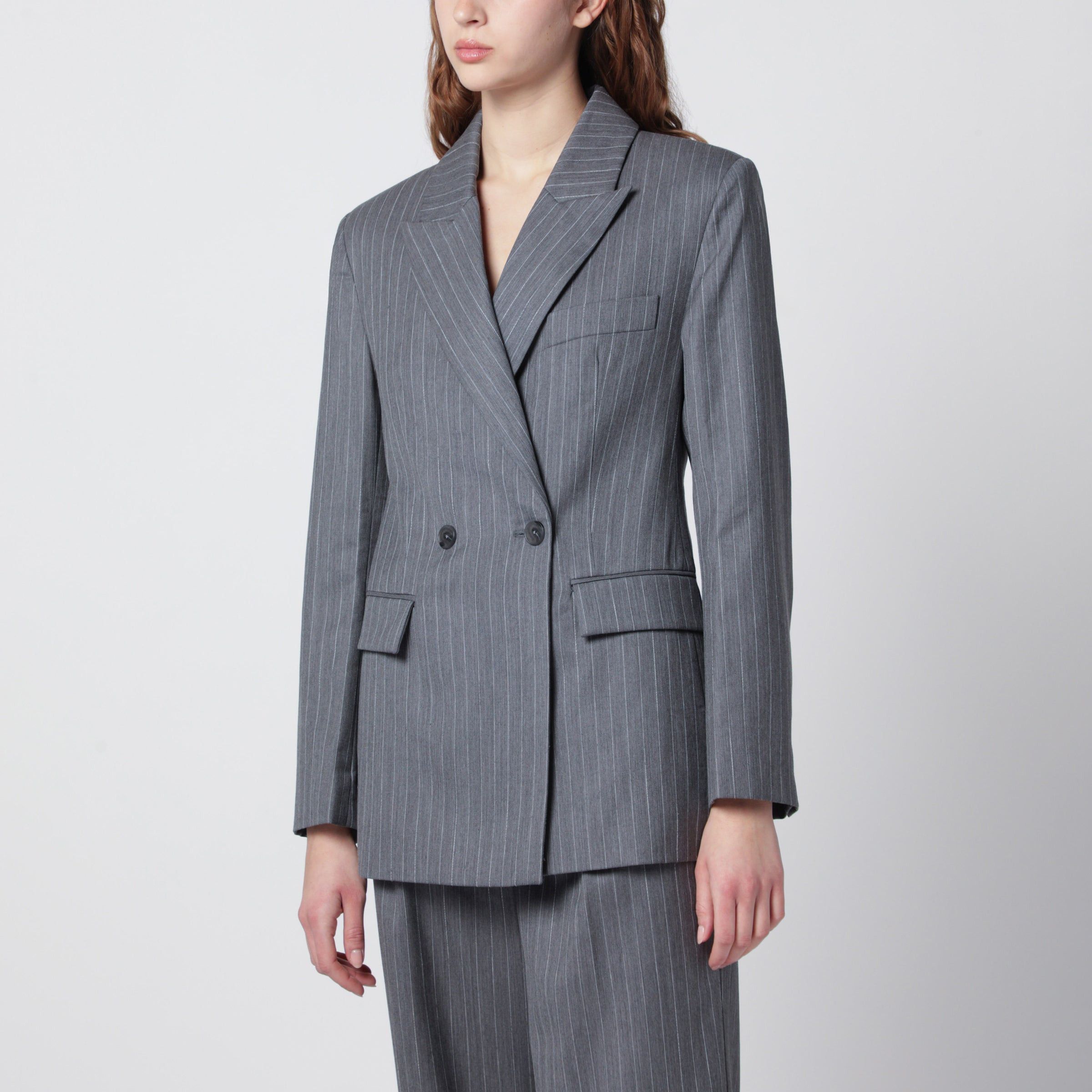 Anine Bing Anine Bing Tiphaine Blazer In Light Grey Pinstripe Fabric Size M / US 6-8 / IT 42-44 - 1 Thumbnail