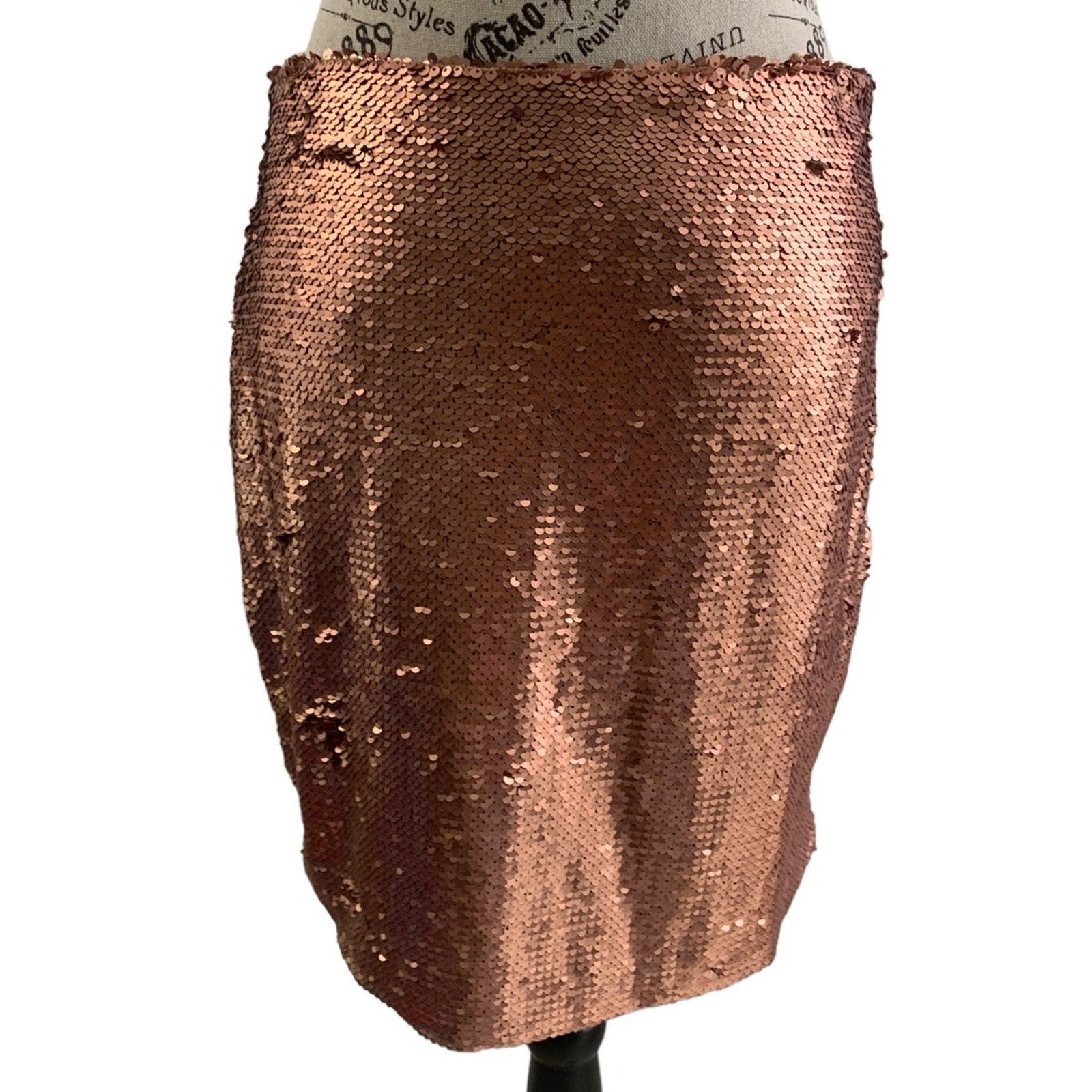 & Other Stories Y2K Sequin Bodycon Mini Skirt Women's Sz 6 Gold Side Zip NEW Size 28" / US 6 / IT 42 - 2 Thumbnail