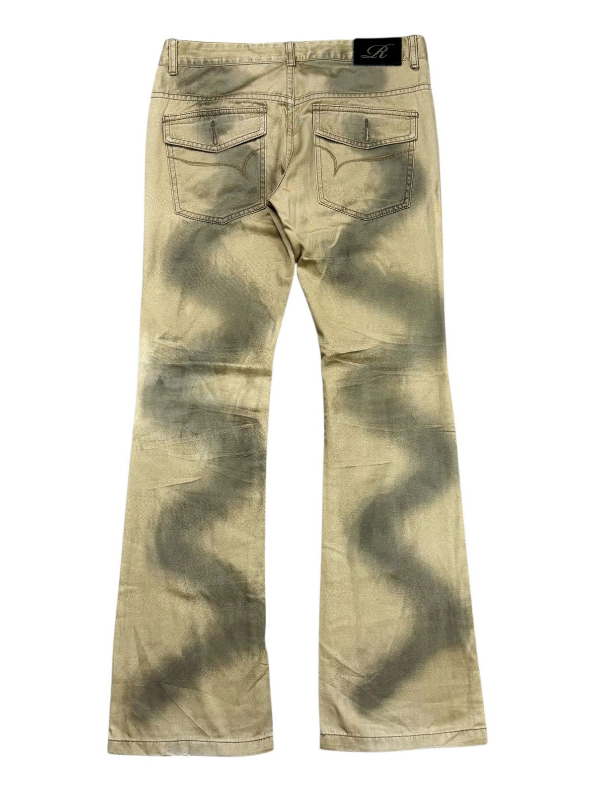 BUFFALO BOBS 2000s Roshell - Waxed Oil Flared Pants Mohair Patch Size US 29 - 2 Thumbnail