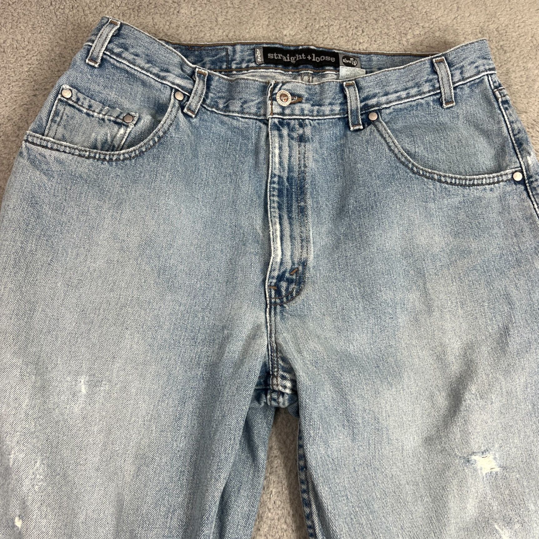 Vintage Levis Silvertab Baggy Jeans 36x34 Loose Straight Leg Vintage Baggy Distressed Size US 36 / EU 52 - 6 Thumbnail