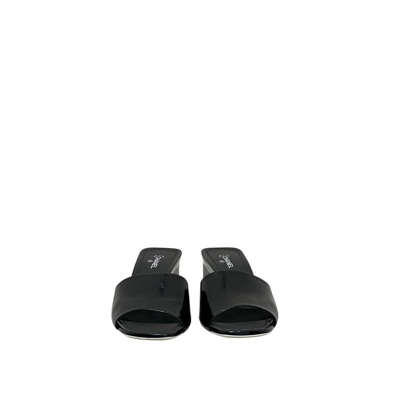 Chanel Chanel Black Patent Leather Heeled Mules - Size 41 Size US 10 / IT 40 - 4 Thumbnail