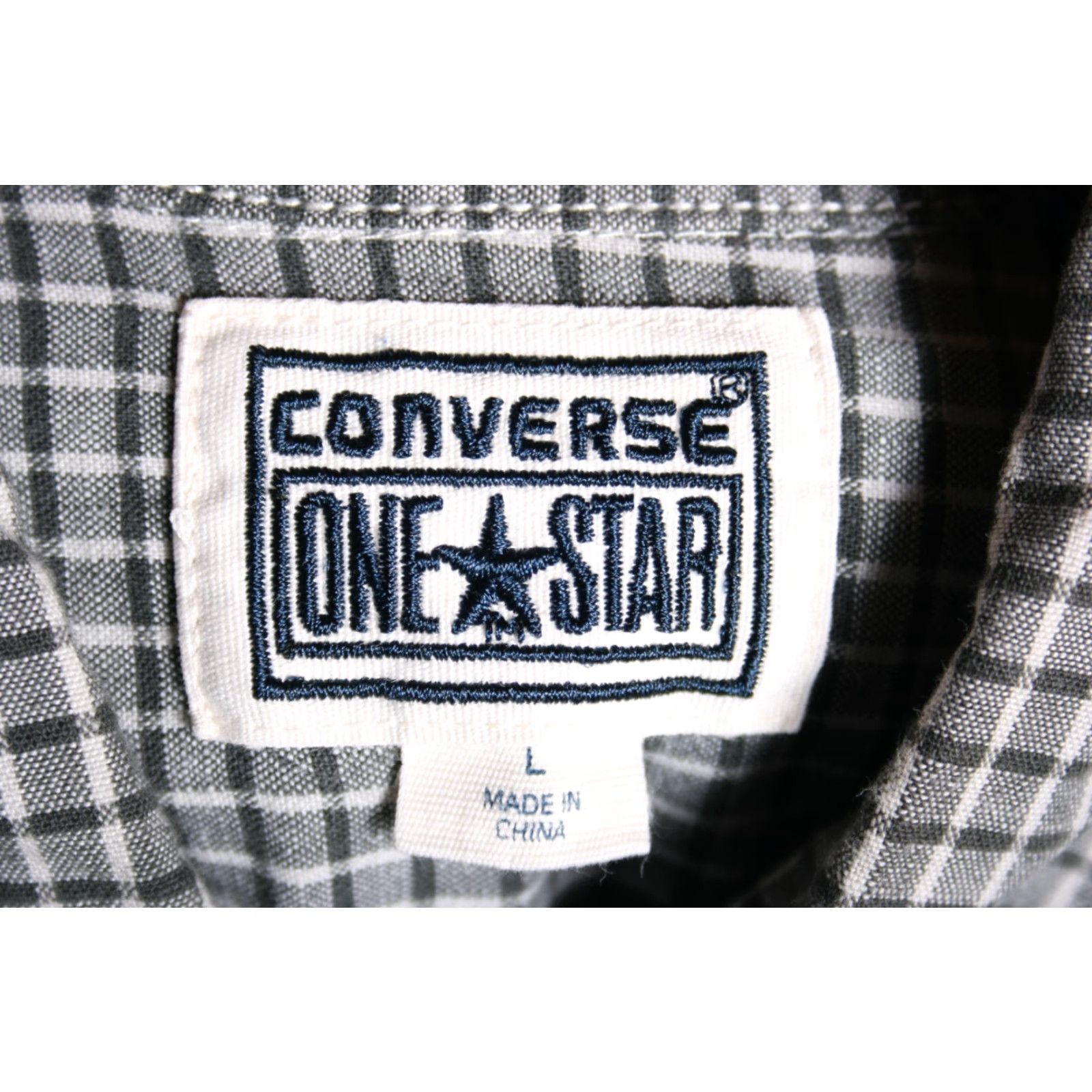 Converse VINTAGE CONVERSE One Star Plaid Shirt L/Black & White Check Button Front Long Sleeve Mens Shirt Size US L / EU 52-54 / 3 - 6 Thumbnail