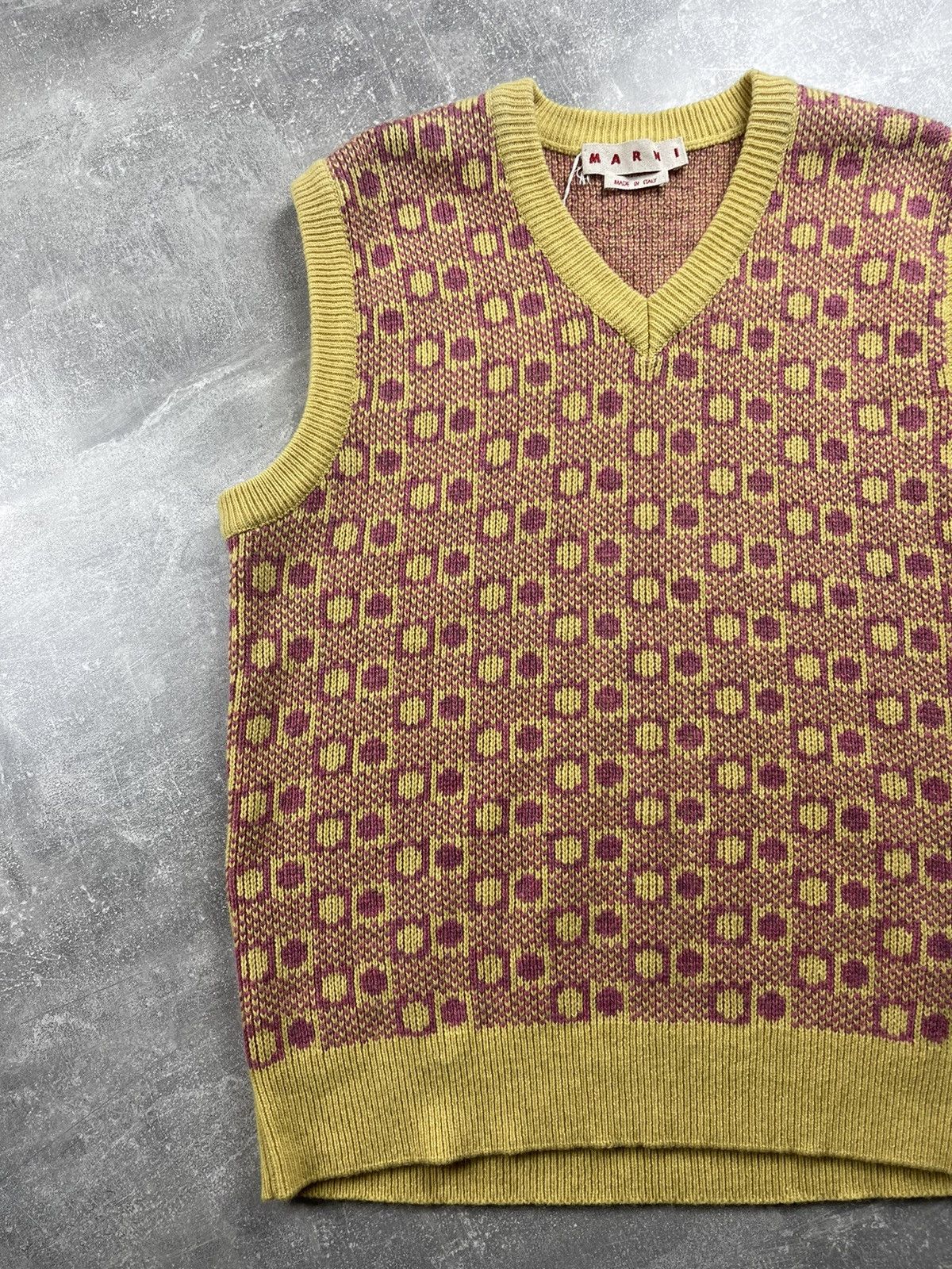 Marni Marni Studio Sleeveless Knit Vest Yellow Purple Pattern Size US L / EU 52-54 / 3 - 5 Thumbnail