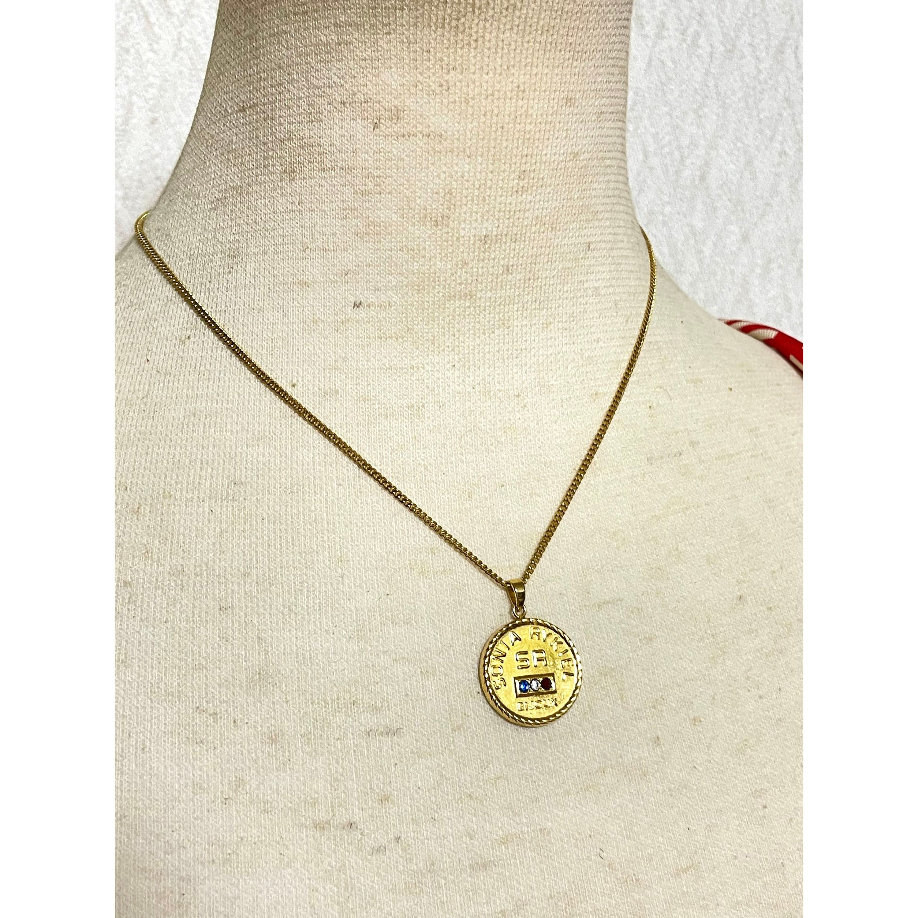 Sonia Rykiel Vintage Sonia Rykiel chain necklace with logo coin top. Size ONE SIZE - 2 Thumbnail