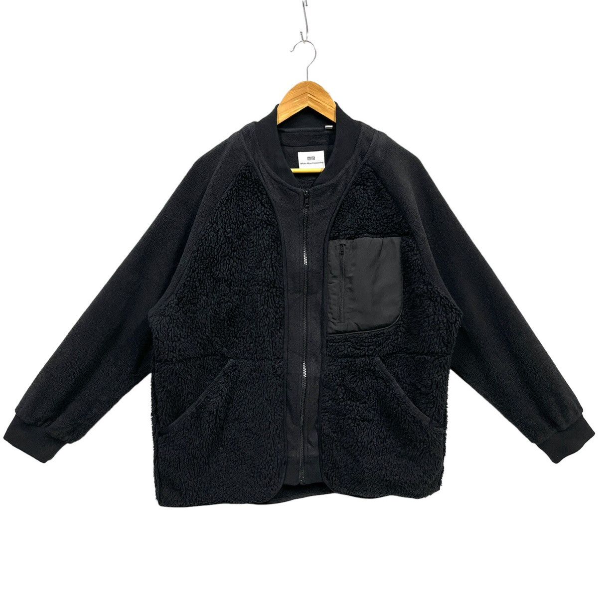 image of Uniqlo x White Mountaineering Deep Pile Fleece Bomber Jacket Gorpcore in Black, Men's (Size Large)