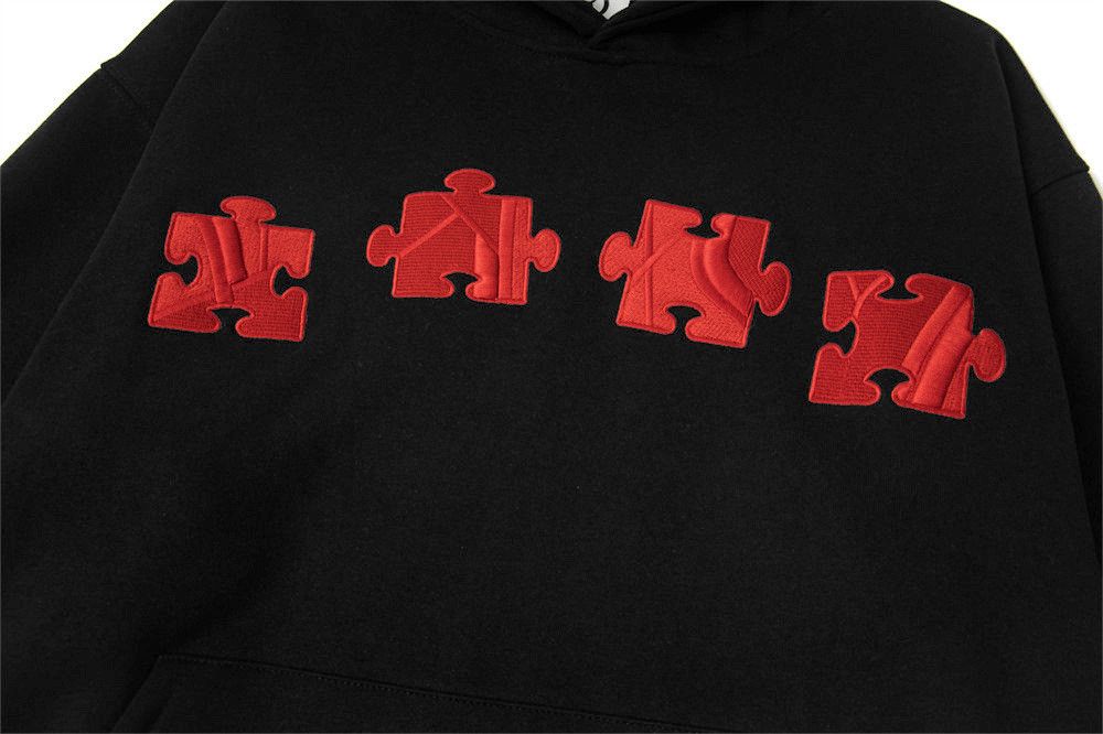 Vintage Men's puzzle embroidered loose casual hoodie Size US M / EU 48-50 / 2 - 4 Thumbnail