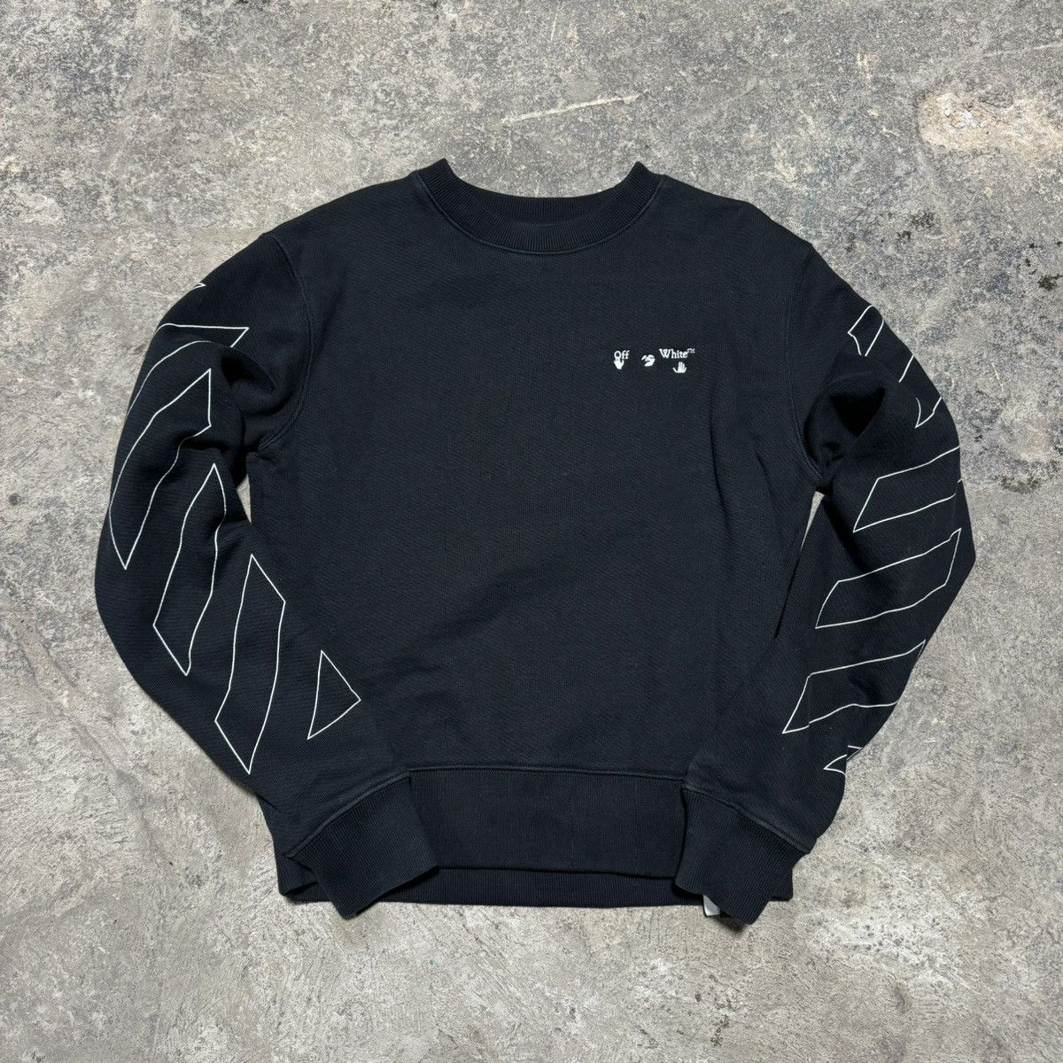 image of Black Off White Crewneck, Men's (Size XS)