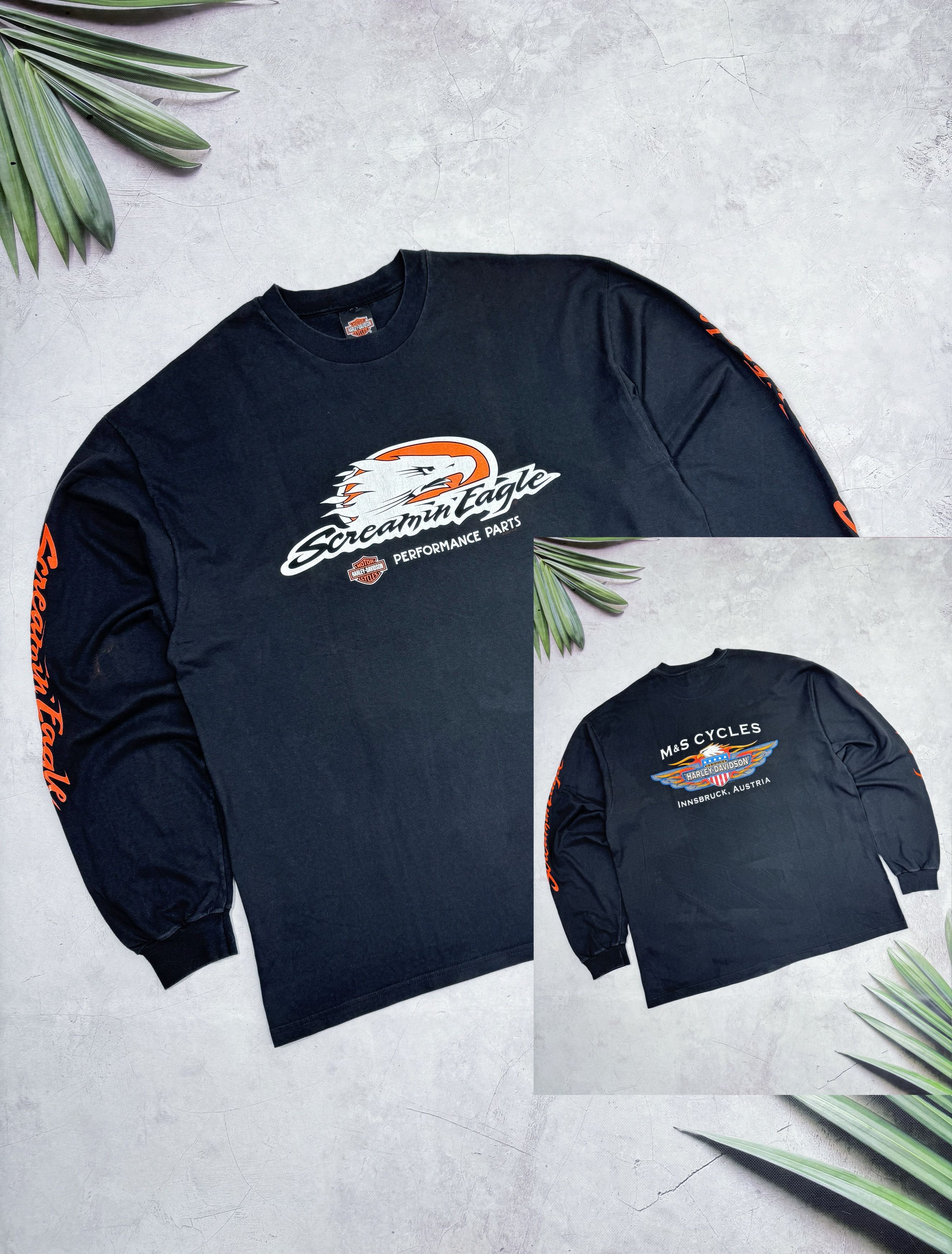 Harley Davidson × Vintage 1997 Harley Davidson T-Shirt LS Screamin Eagle Innsbruck Size US XL / EU 56 / 4 - 1 Thumbnail