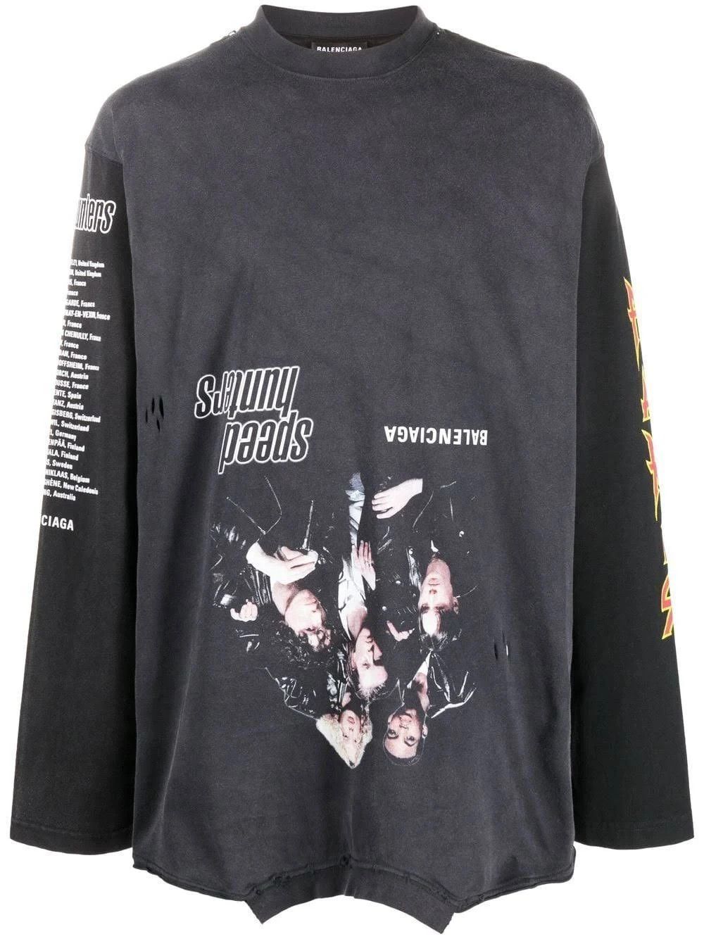 Balenciaga o1bcso1str1124 Upside Down Long Sleeve T- Shirt Oversized Size US M / EU 48-50 / 2 - 1 Thumbnail