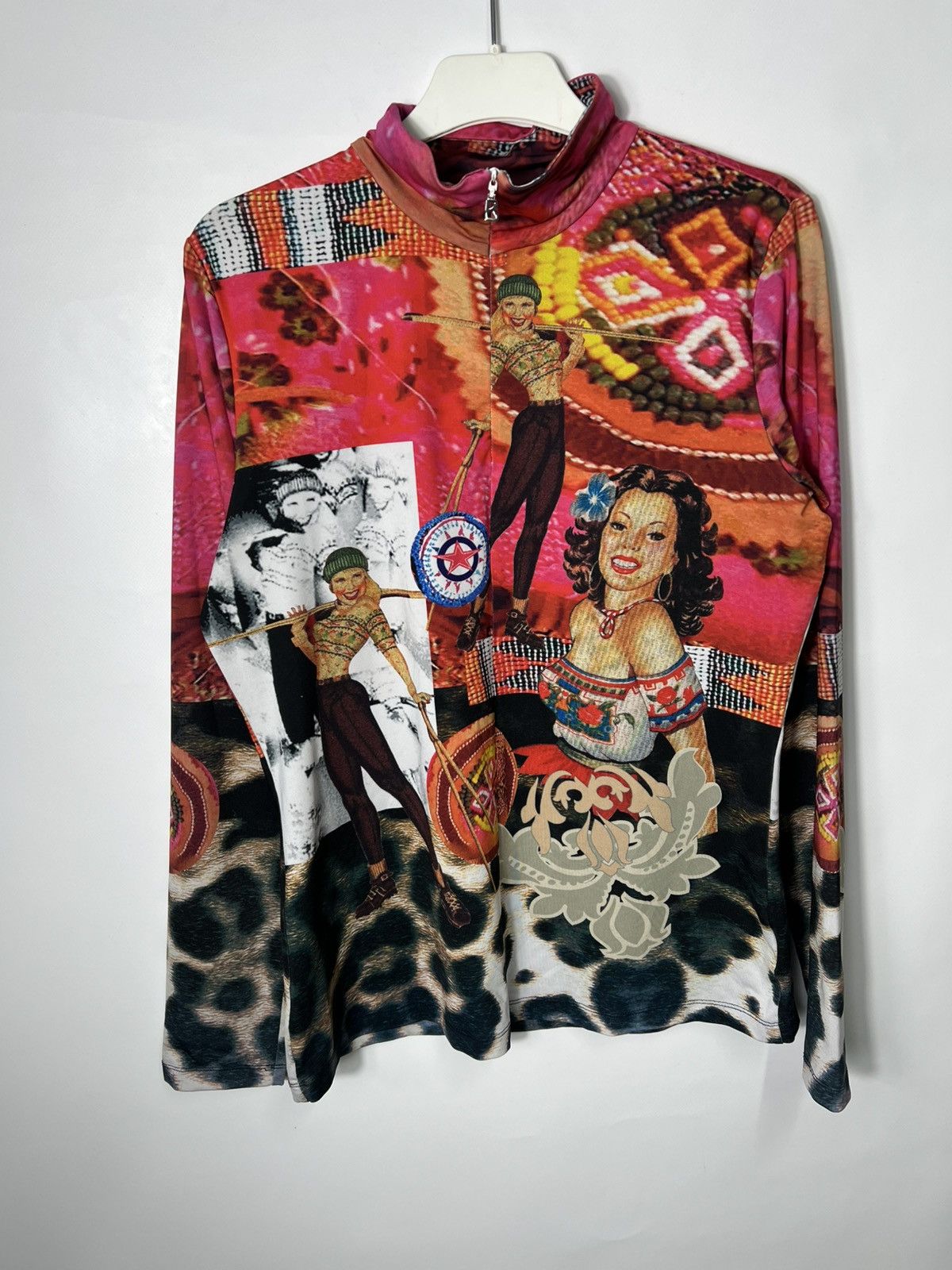 Bogner Bogner Y2K Graphic High Neck Zip Top Vintage Statement Print Size L / US 10 / IT 46 - 1 Thumbnail