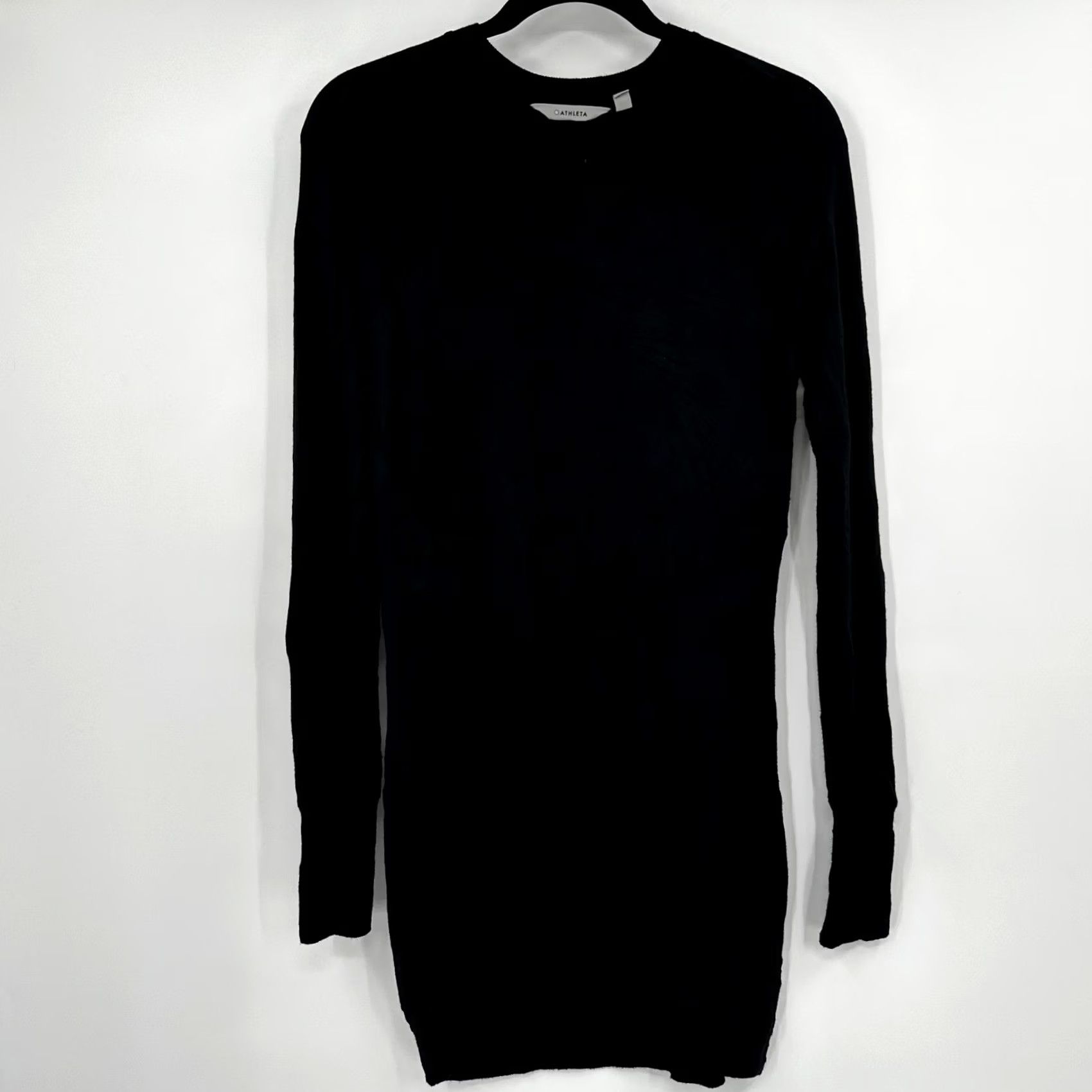 Athleta Athleta Womens XS Black Modal Tulip Hem Long Sleeve Tunic Sweater Thumbholes Raglan Crew Neck Athleisure Casual Size XS / US 0-2 / IT 36-38 - 2 Thumbnail