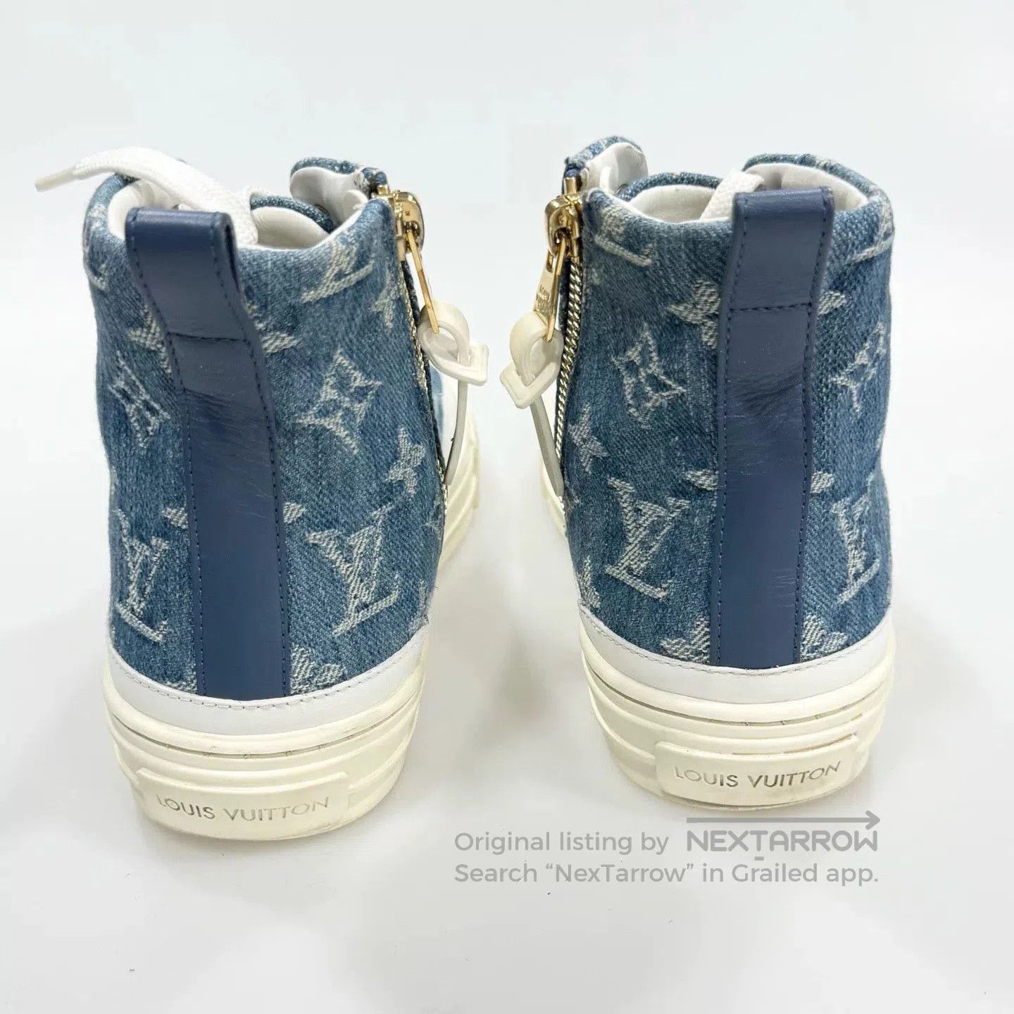 Louis Vuitton LV Denim All-Over Print Sneakers. Size US 4 / IT 34 - 3 Thumbnail