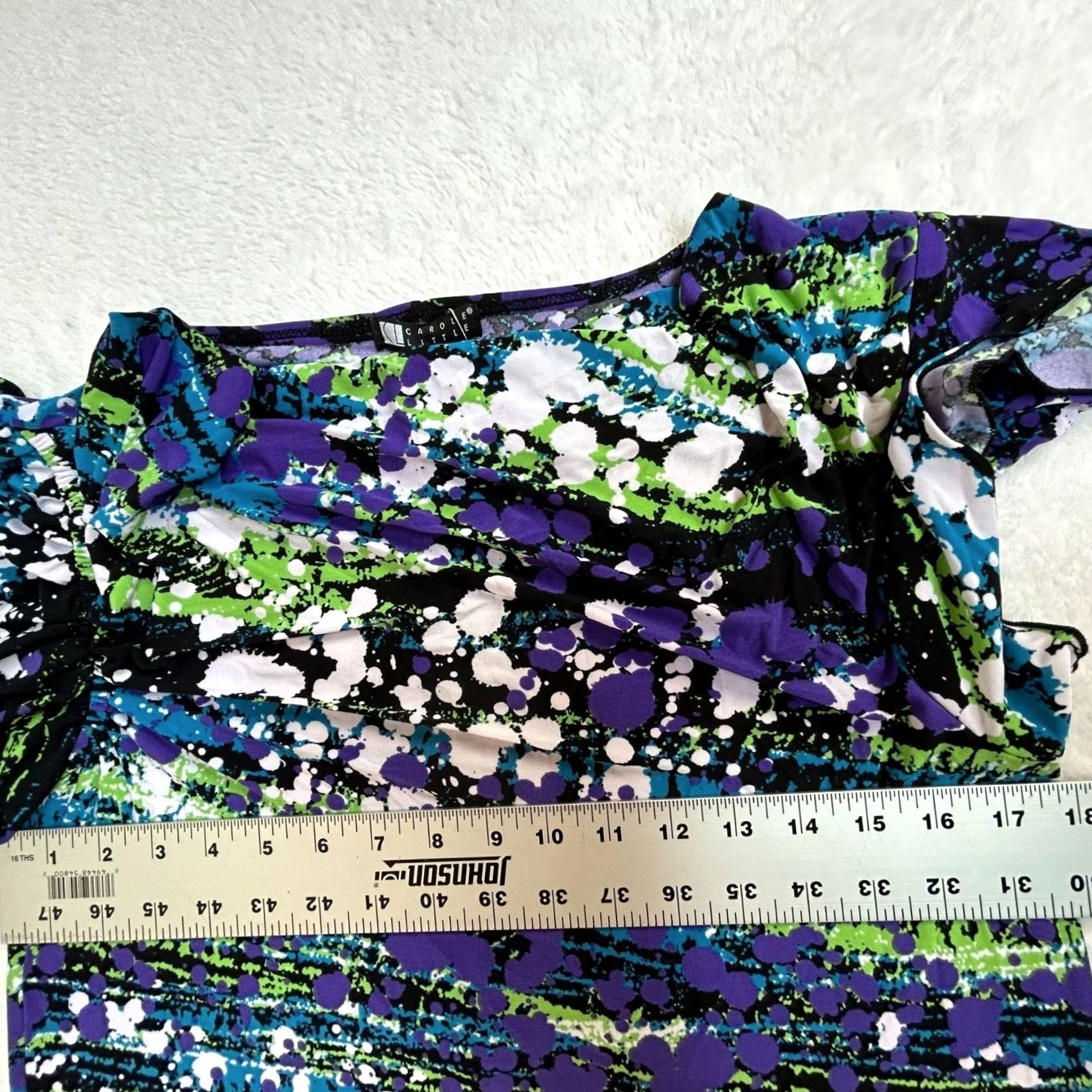Vintage Carole Little Womens Abstract Print Short Sleeve Drape Neck Top Purple New Large Size L / US 10 / IT 46 - 6 Thumbnail