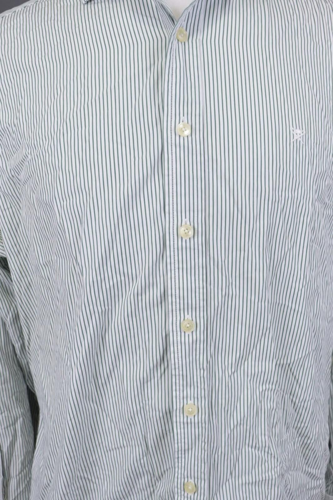 Designer Hackett London Classi Fit White Striped Down Shirt Size XL Size US XL / EU 56 / 4 - 7 Thumbnail
