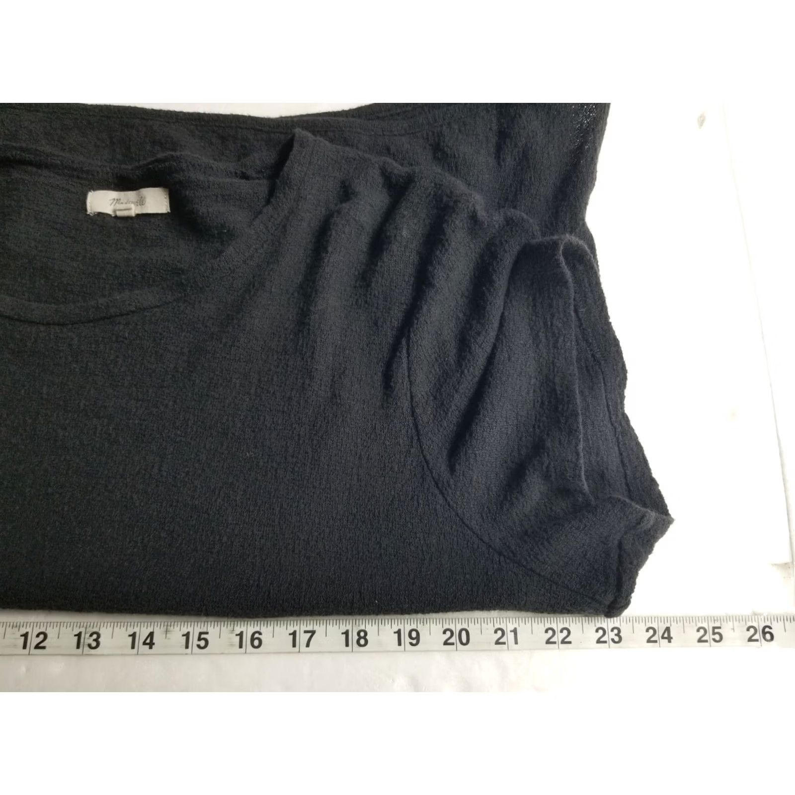 Madewell Madewell Womens XL Black Round Neck Long Sleeve Tie Blouse Lagenlook Minimalist Top Size XL / US 12-14 / IT 48-50 - 4 Thumbnail