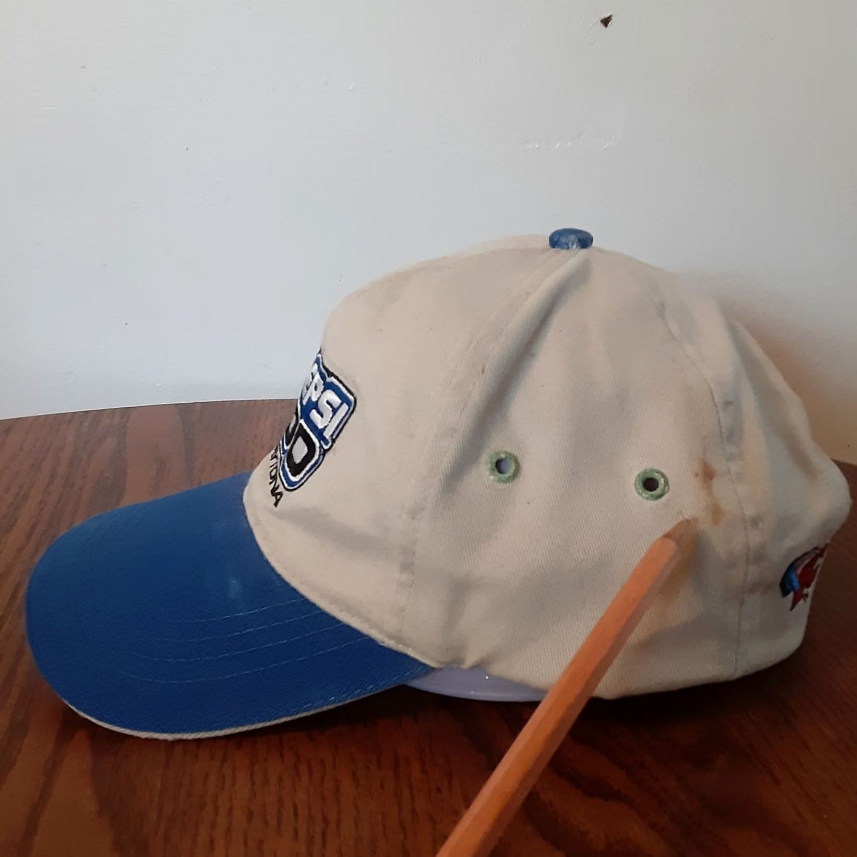 Vintage VINTAGE Pepsi 400 At Day Strap Back Hat Shirt Beige Blue Lettering Men Adjustable Polyester Solid Back Cap Size ONE SIZE - 4 Thumbnail