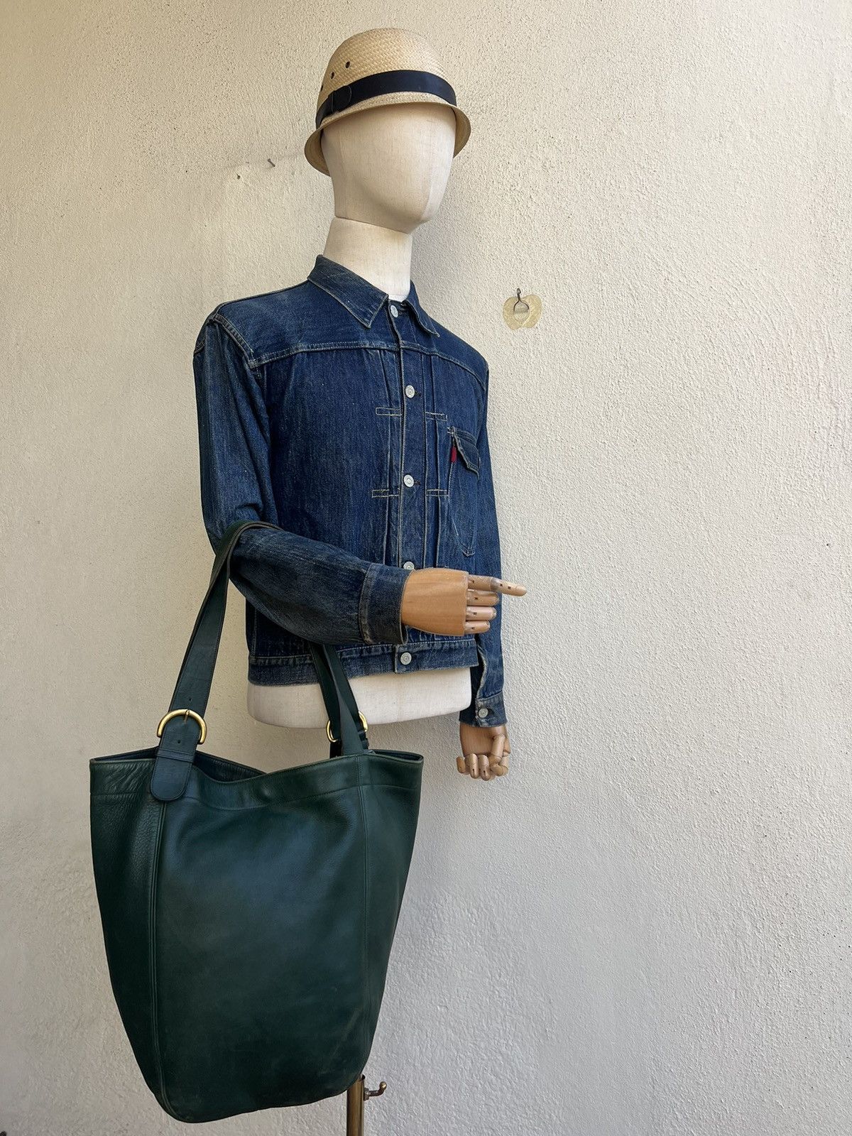 Leather Vintage 90s COACH Distressed Patina Leather Tote Bag Size ONE SIZE - 4 Thumbnail