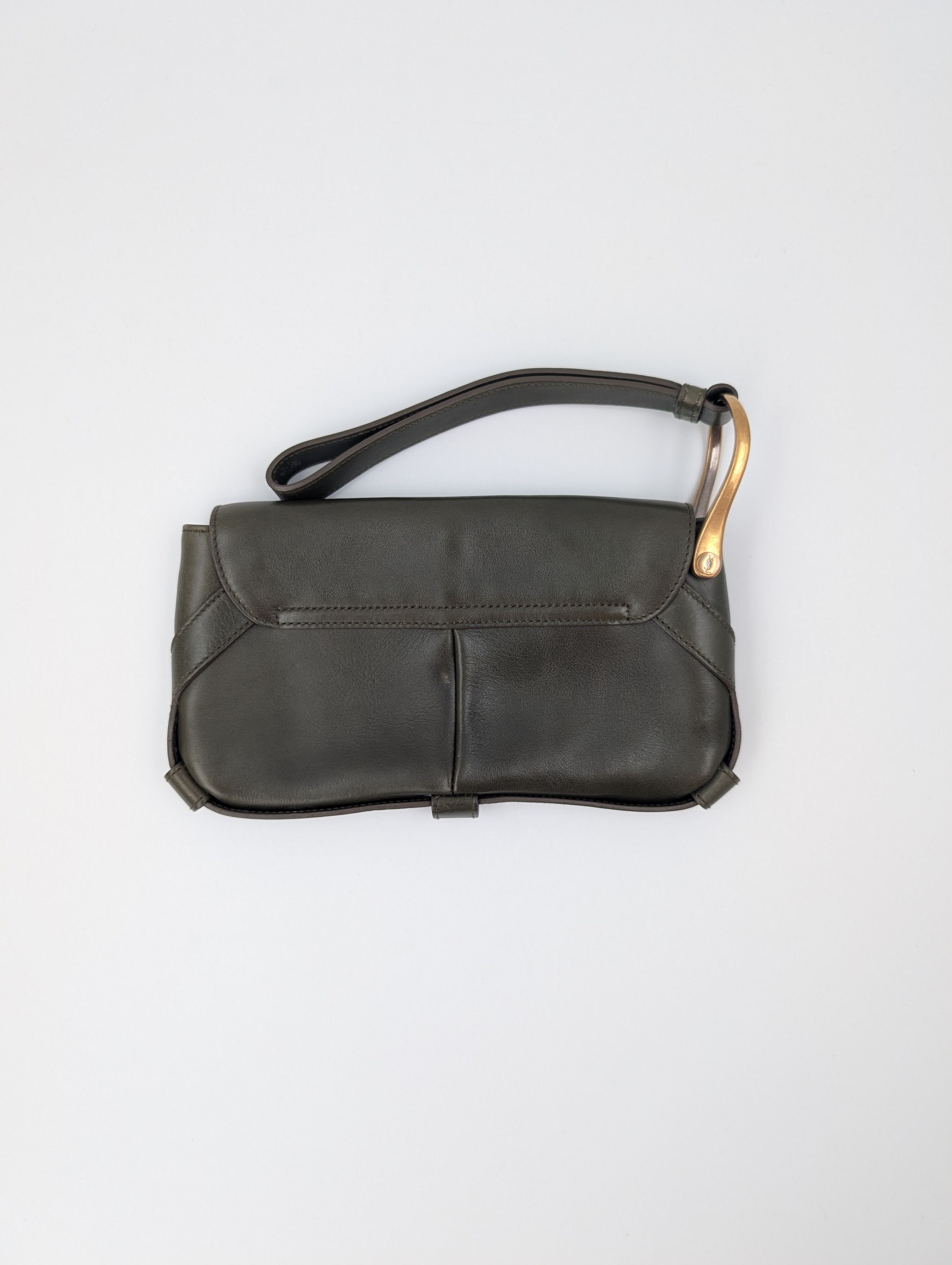 Yves Saint Laurent Yves Saint Laurnet Olive Green Leather Clutch Size ONE SIZE - 1 Thumbnail