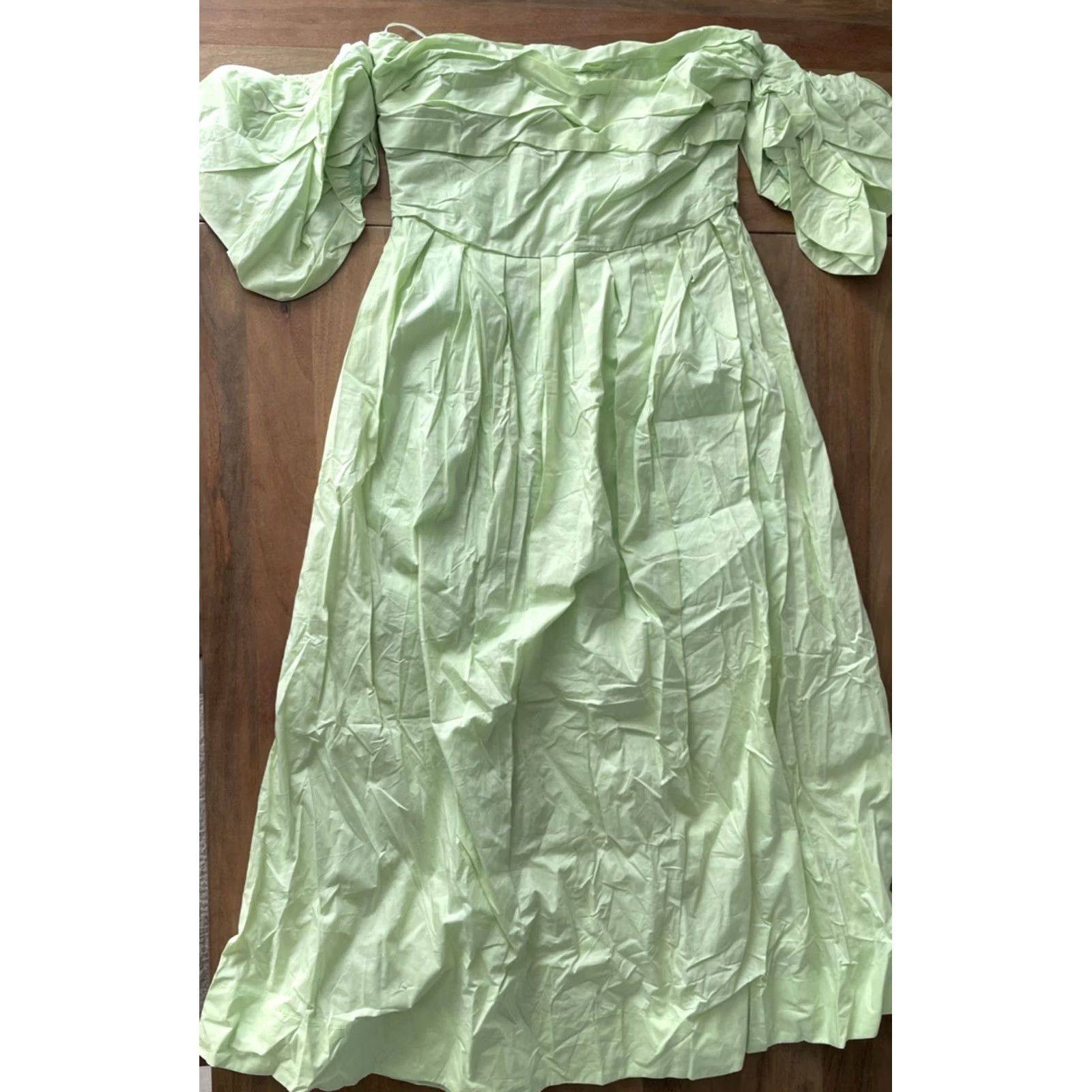 Vintage All About May Dress Women’s Size 10 Lime Green Maxi Sheath A-Line Puff Sleeve Dress Size L / US 10 / IT 46 - 2 Thumbnail