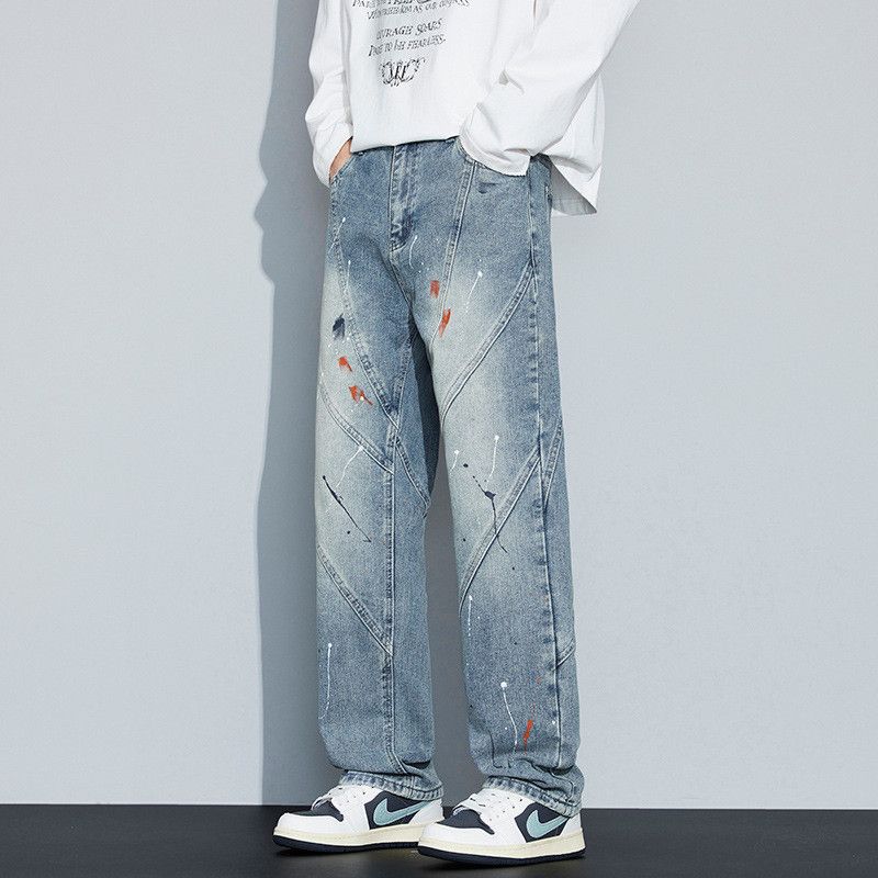 Japanese Brand American retro splatter paint straight leg jeans for men Size US 32 / EU 48 - 3 Thumbnail