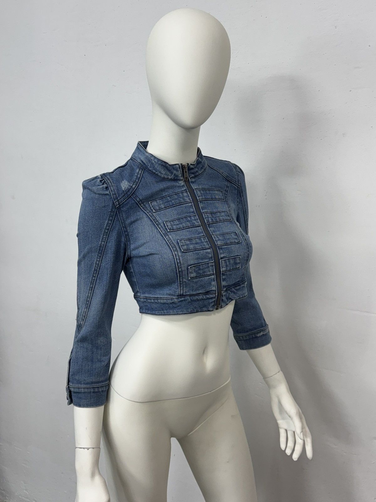 Vintage y2k Denim Bomber Jacket Size S / US 4 / IT 40 - 2 Thumbnail
