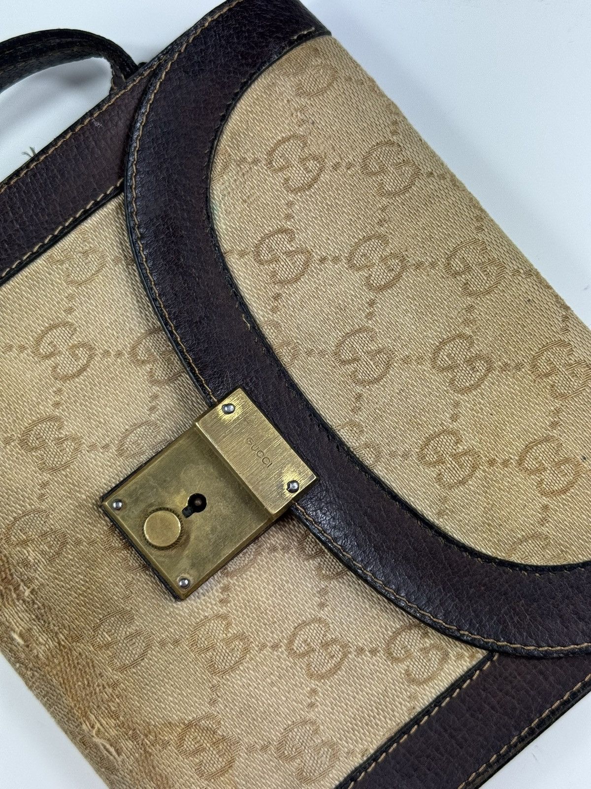 Gucci Retro Gucci GG canvas Leather monogram wallet clutch 70s Size ONE SIZE - 3 Thumbnail