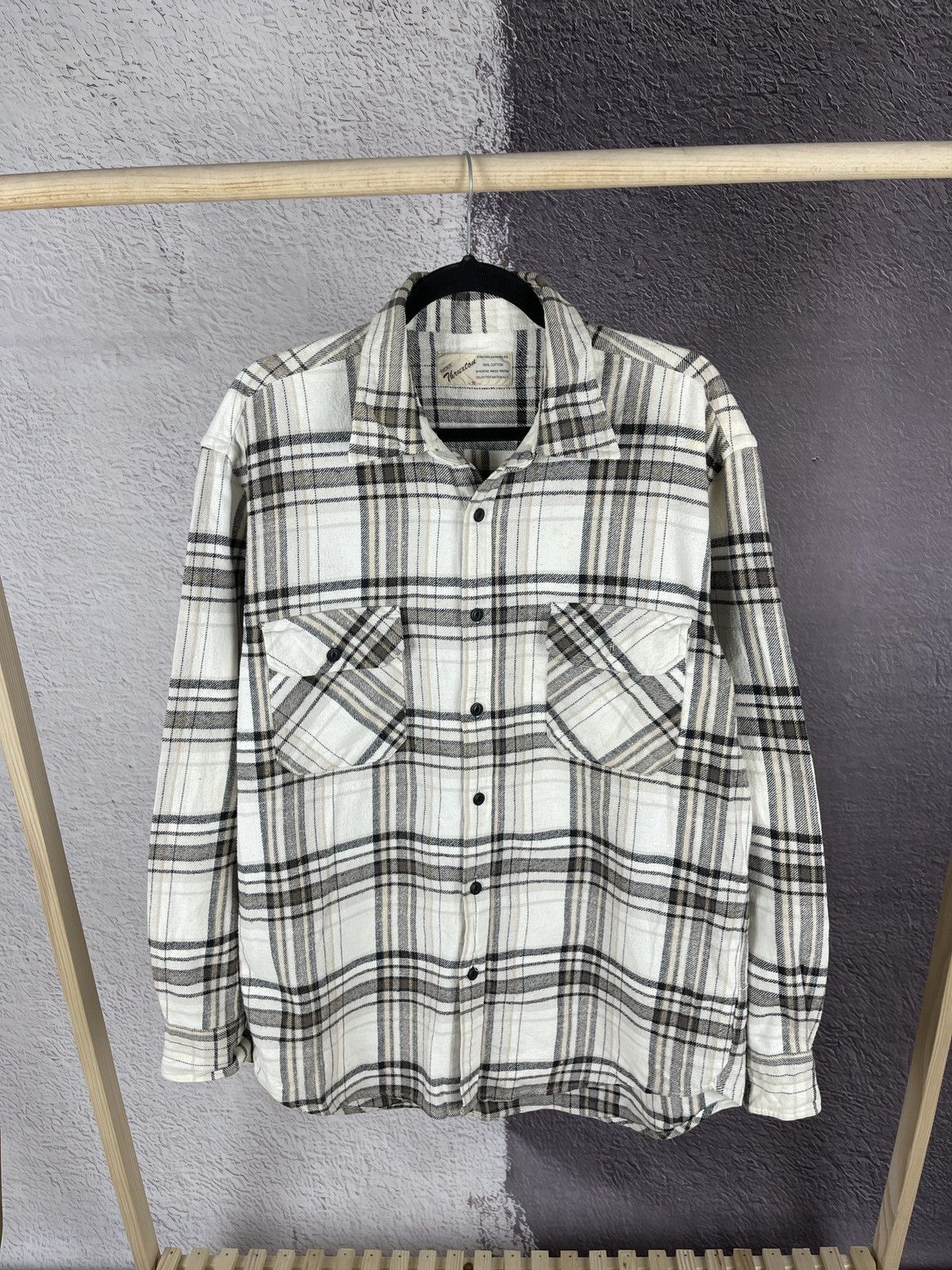 image of Thruxton Work Checkered Flannel Japanese Long sleeve Shirt, Men's (Size XL)