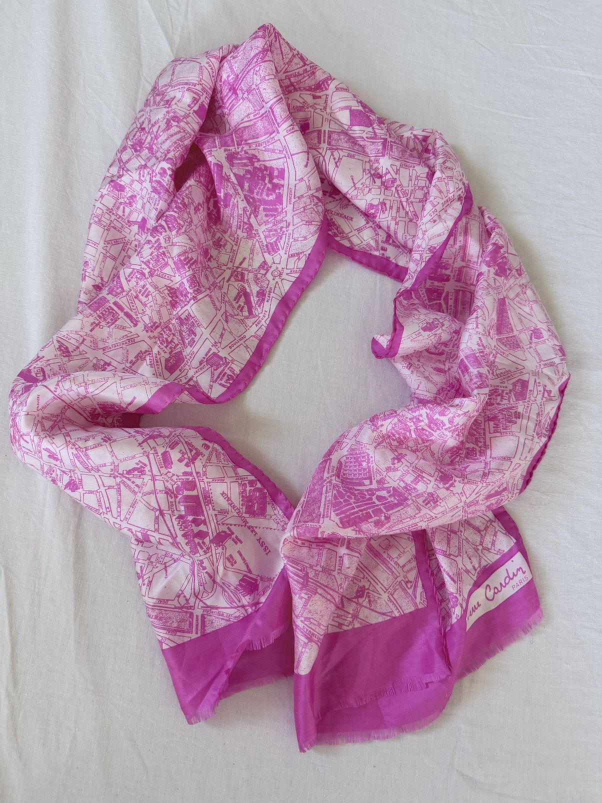 Pierre Cardin Pierre Cardin Paris Silk Scarf Pink Paris Map Print 62” Size ONE SIZE - 5 Thumbnail