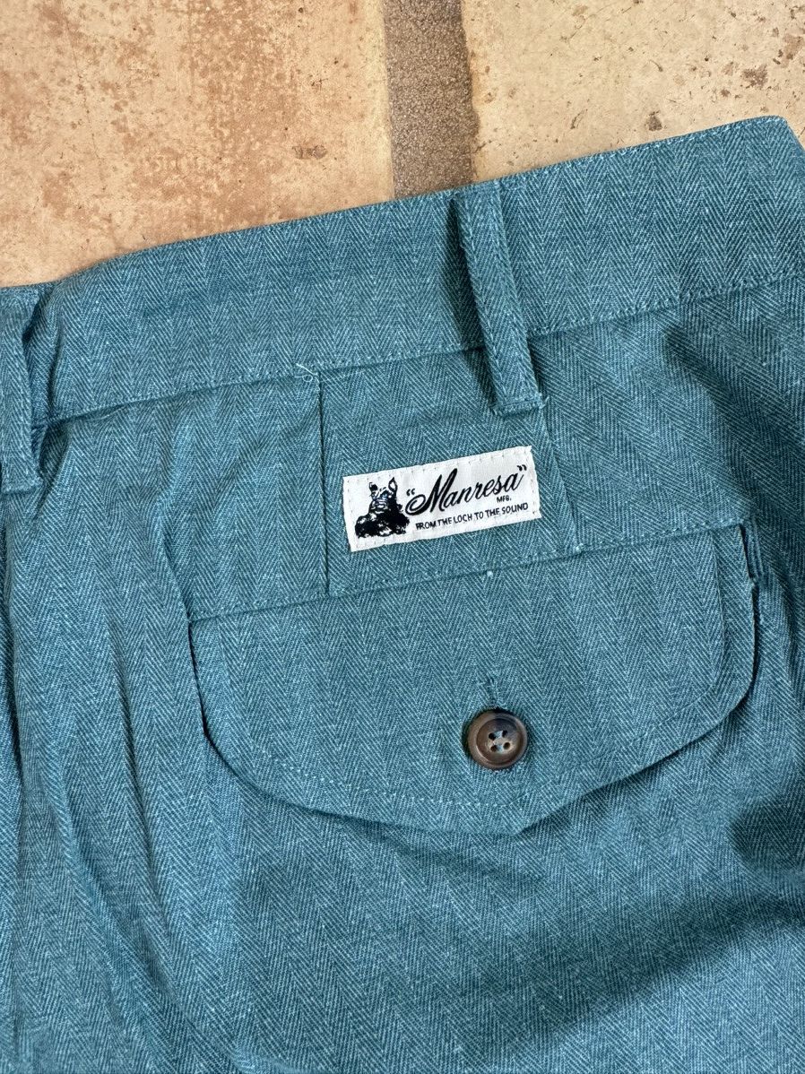 Manresa The Louis Short in Teal Herringbone | XL Size US 36 / EU 52 - 6 Thumbnail