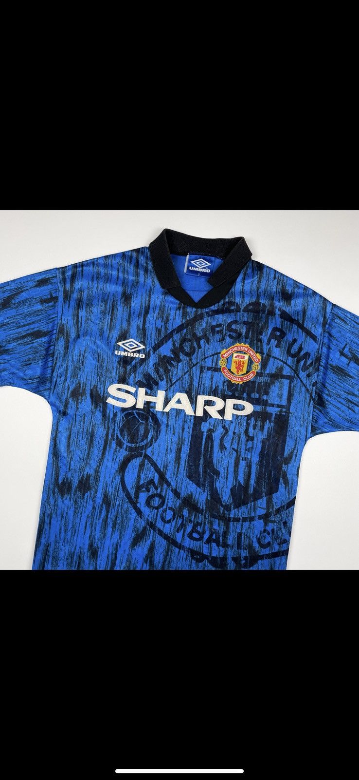 Umbro Vintage Umbro Manchester United soccer jersey rare blue Away Size US S / EU 44-46 / 1 - 2 Thumbnail