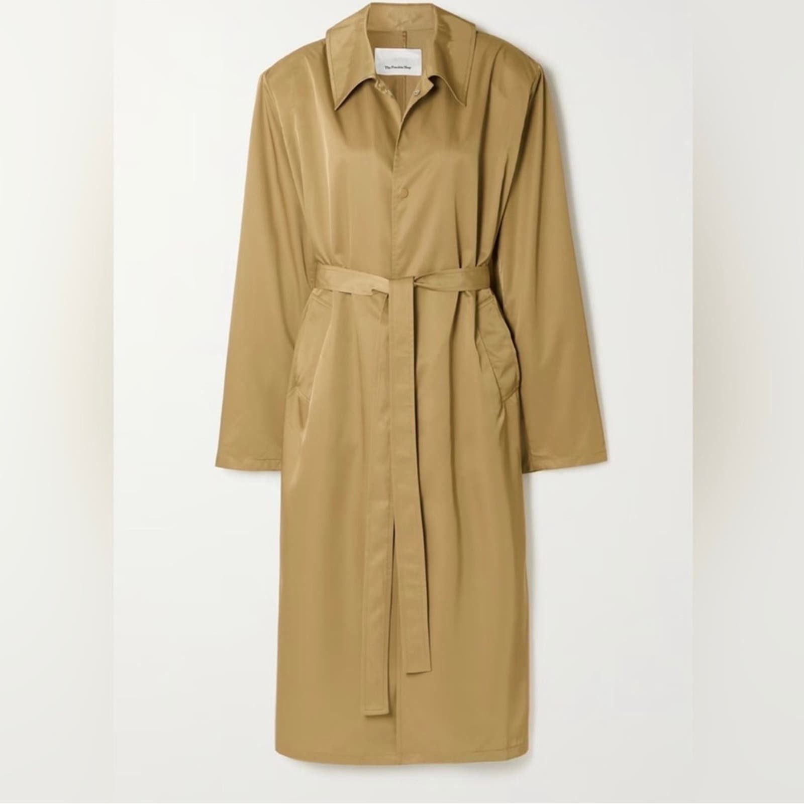 image of Frankie Shop Eddie Statement Shoulder Coat Snap Buttons M/l in Cream, Women's (Size Medium)