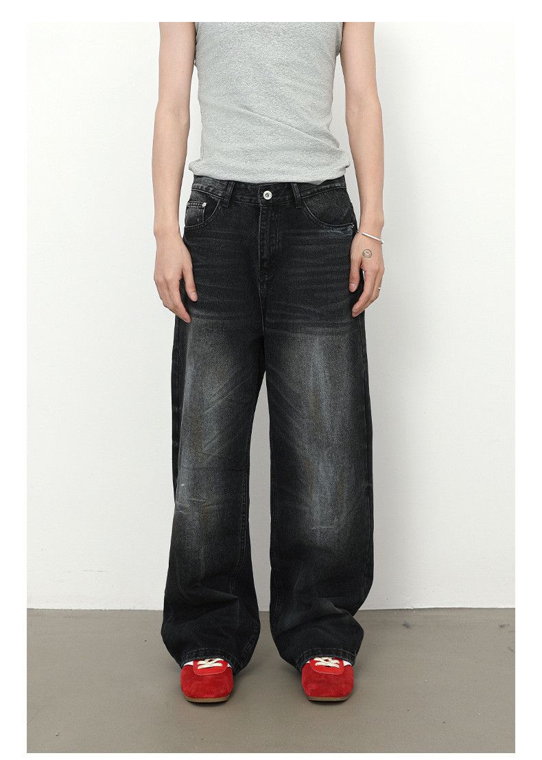 Japanese Brand × Jean Japanese retro loose straight retro men's distressed jeans Size US 32 / EU 48 - 1 Thumbnail