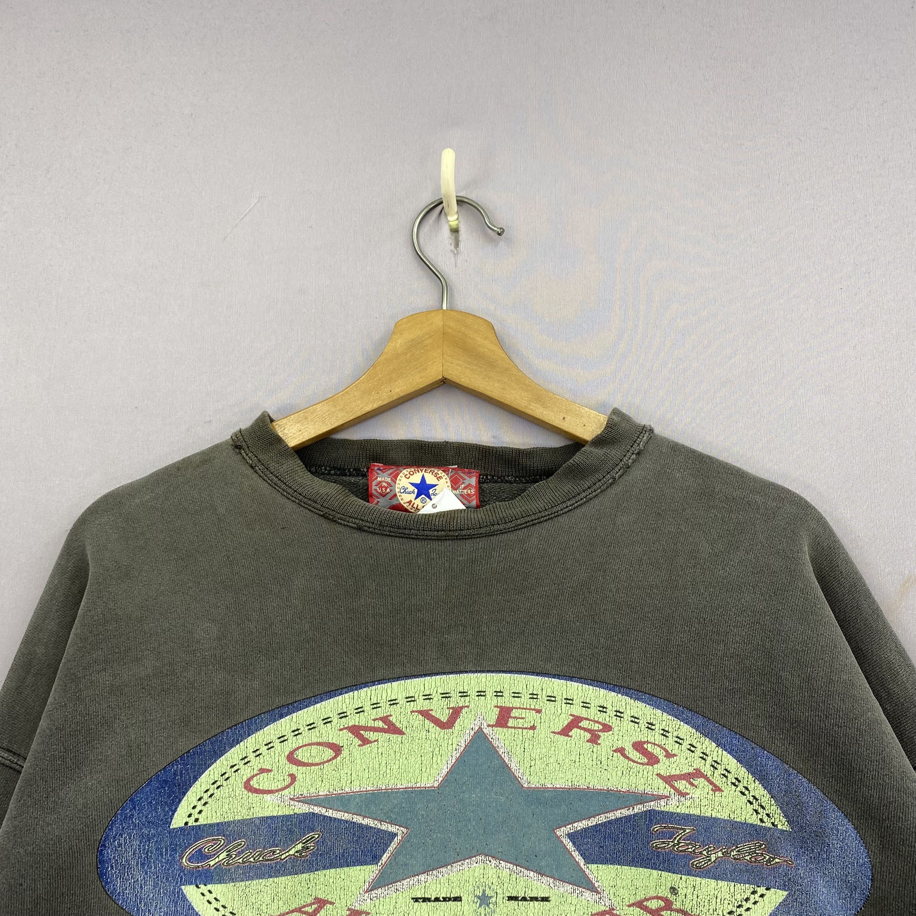 Converse Vintage 90s Converse Sweater Distressed Faded Sweatshirt Size US L / EU 52-54 / 3 - 3 Thumbnail