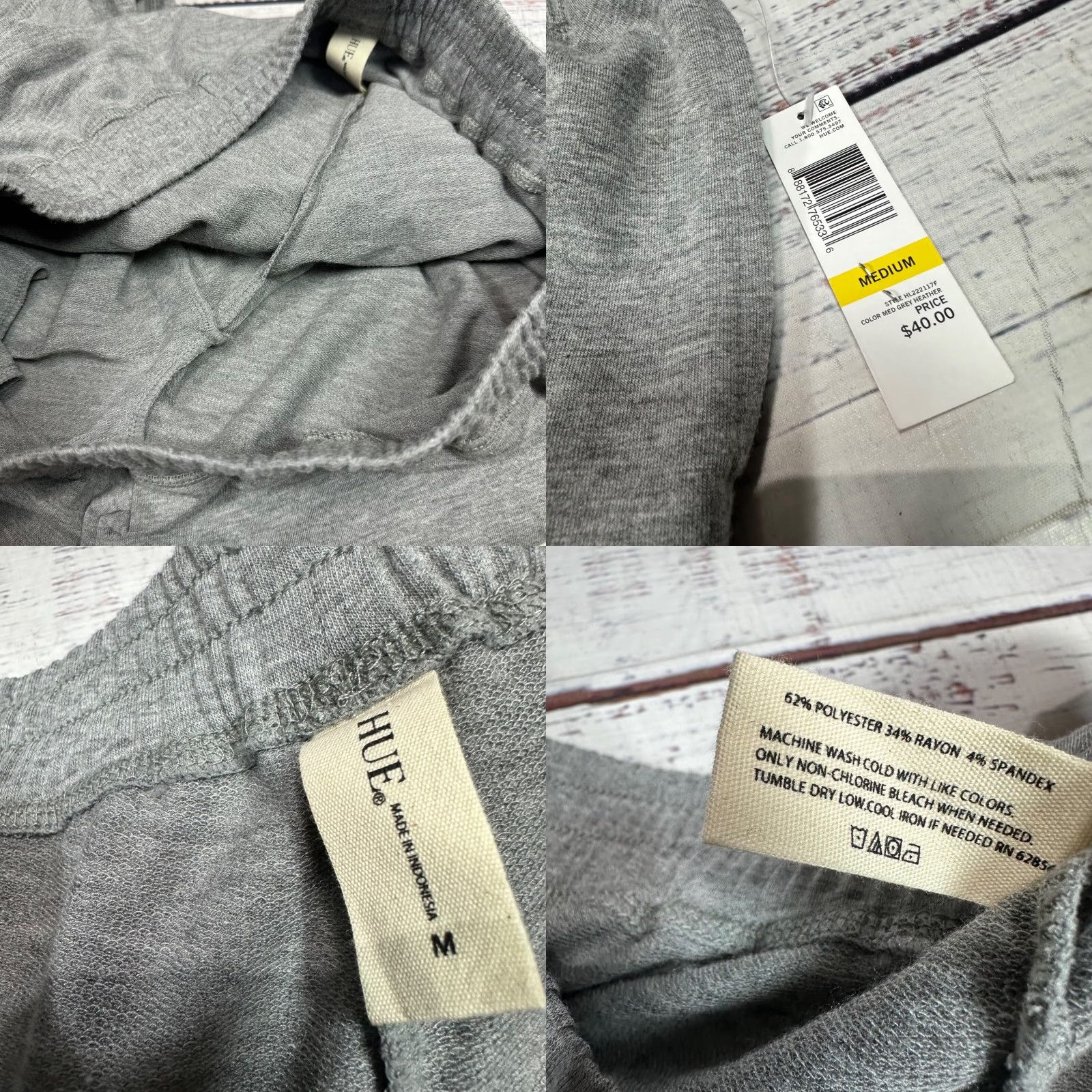 Vintage Hue Sweat Shorts Mens Medium Gray Heather Elastic Waist Pockets New Size US 31 - 8 Thumbnail
