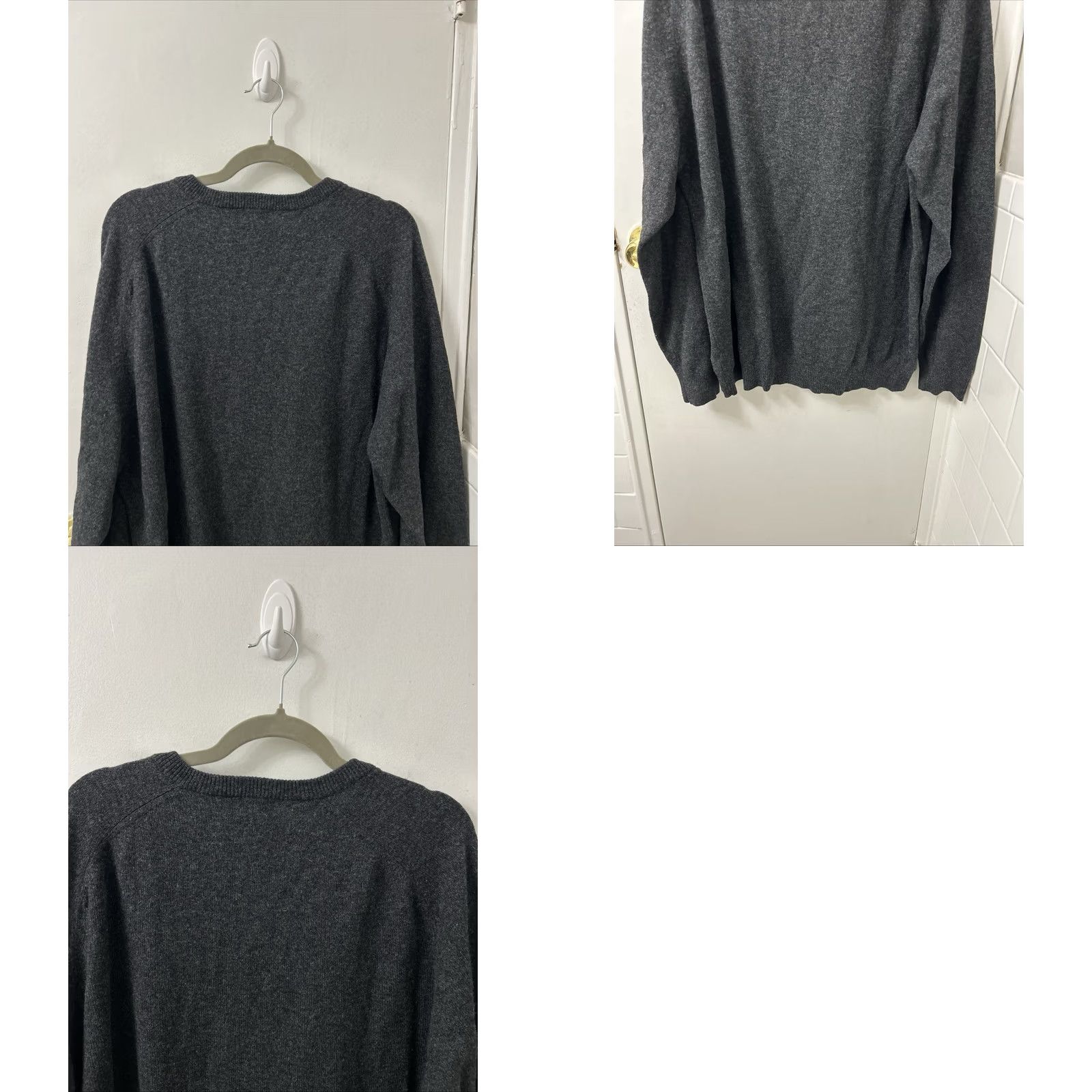 Vintage VINTAGE? No. LL Bean Sweater Mens XL Tall Charcoal Gray 100% Lambswool V-Neck Pullover L/S Size US XL / EU 56 / 4 - 8 Thumbnail