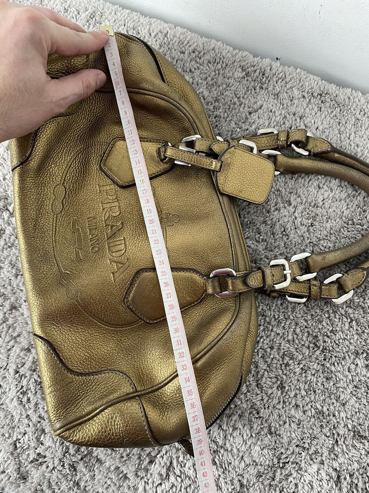 Prada Prada Metallic Gold Leather Logo Satchel Size ONE SIZE - 25 Thumbnail