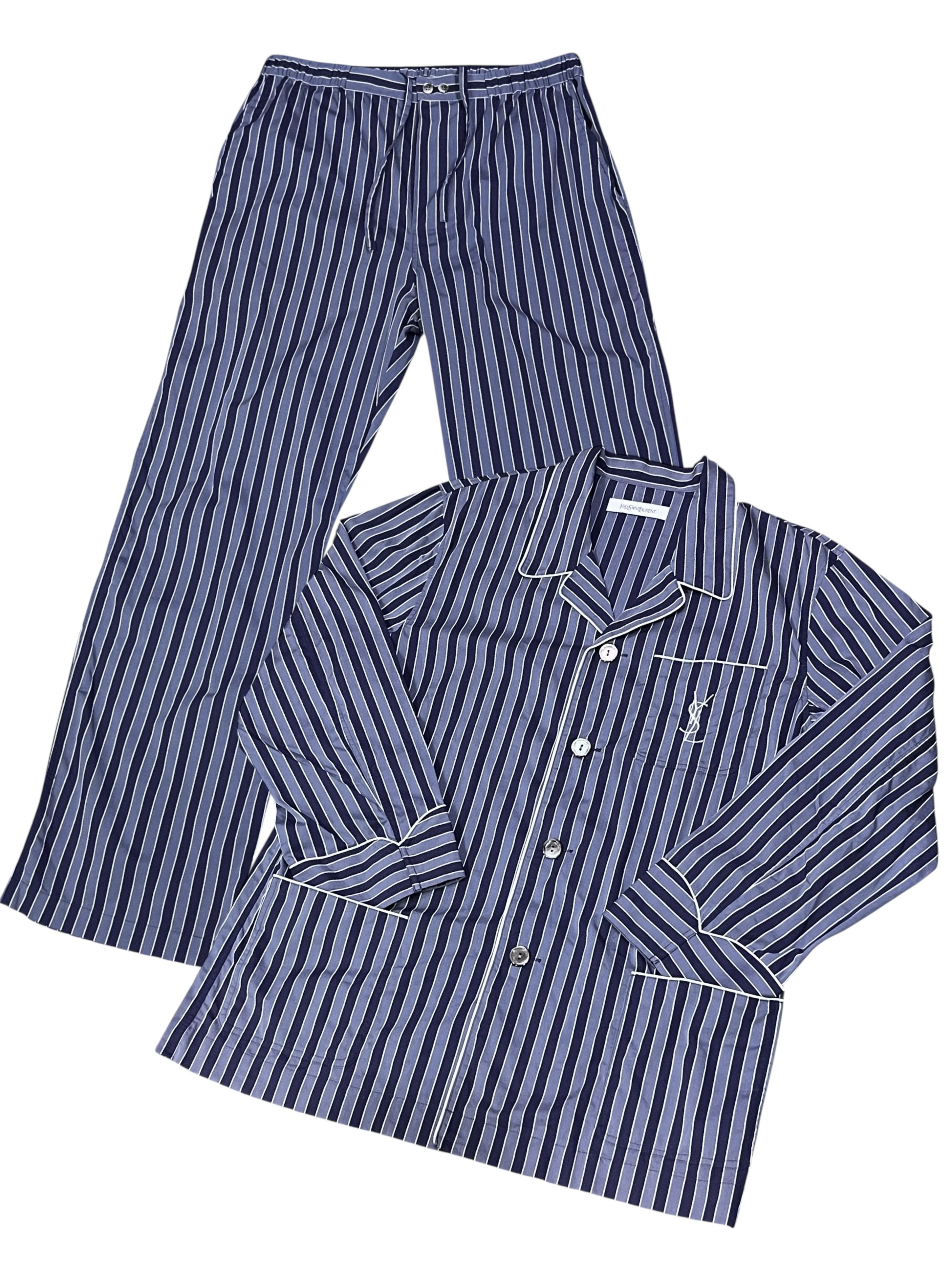 Yves Saint Laurent VERYRARE🔥Vintage YSL Stripe Pajama Set Big Logo Embroidery Size US M / EU 48-50 / 2 - 2 Thumbnail