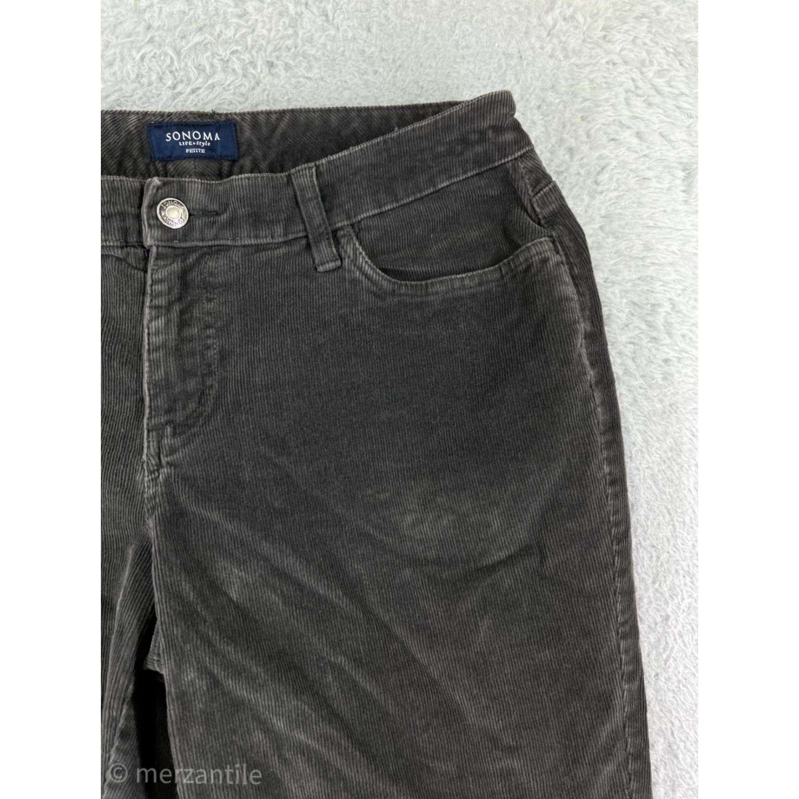 Vintage Sonoma Pants Womens 10 Gray Corduroy Mid Rise Straight Cotton Blend Stretch Pants Size 32" / US 10 / IT 46 - 7 Thumbnail