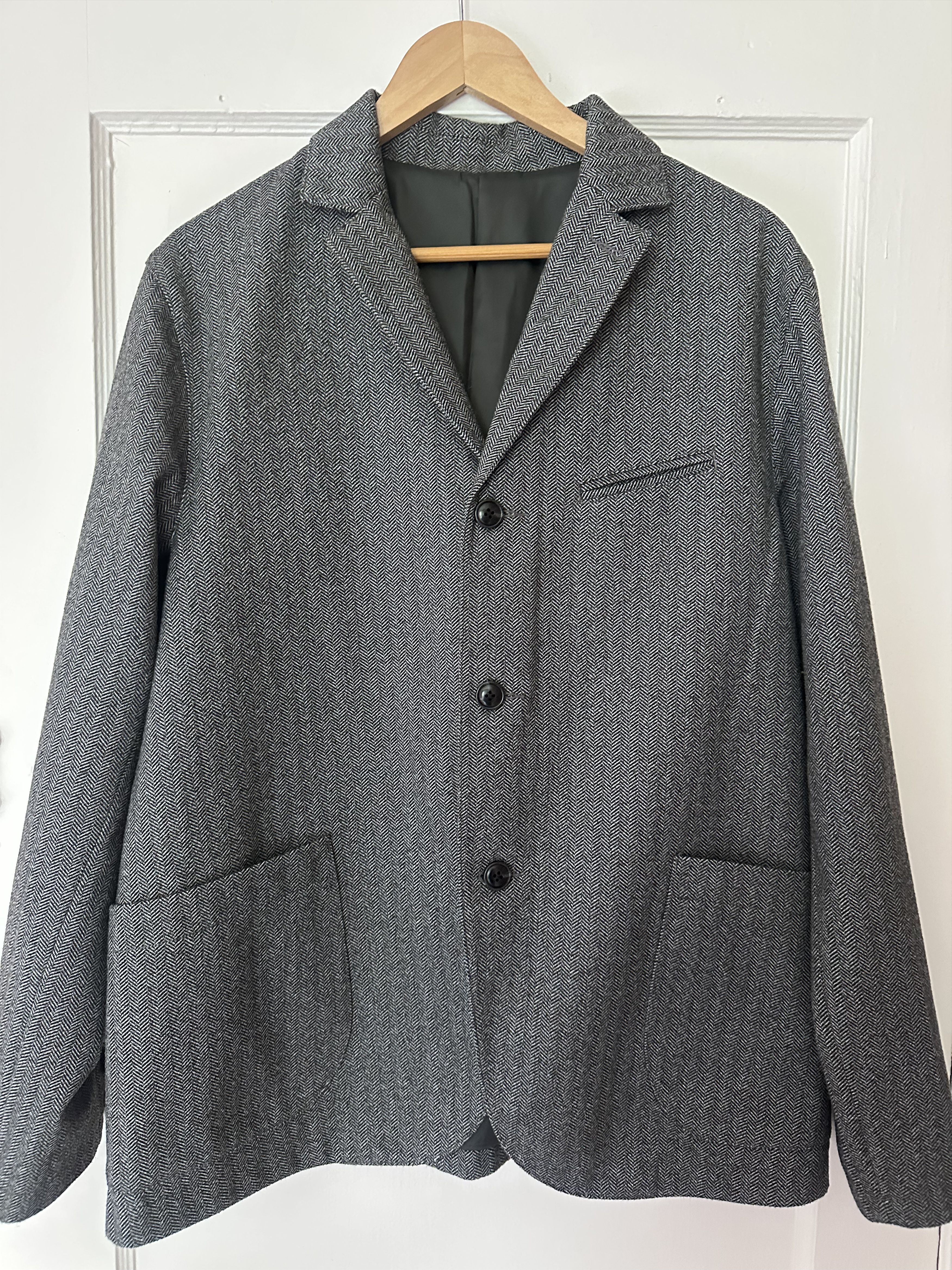 Pherrow's Pherrow's Wool Tailored Black Herringbone Suit Size 44R - 5 Thumbnail