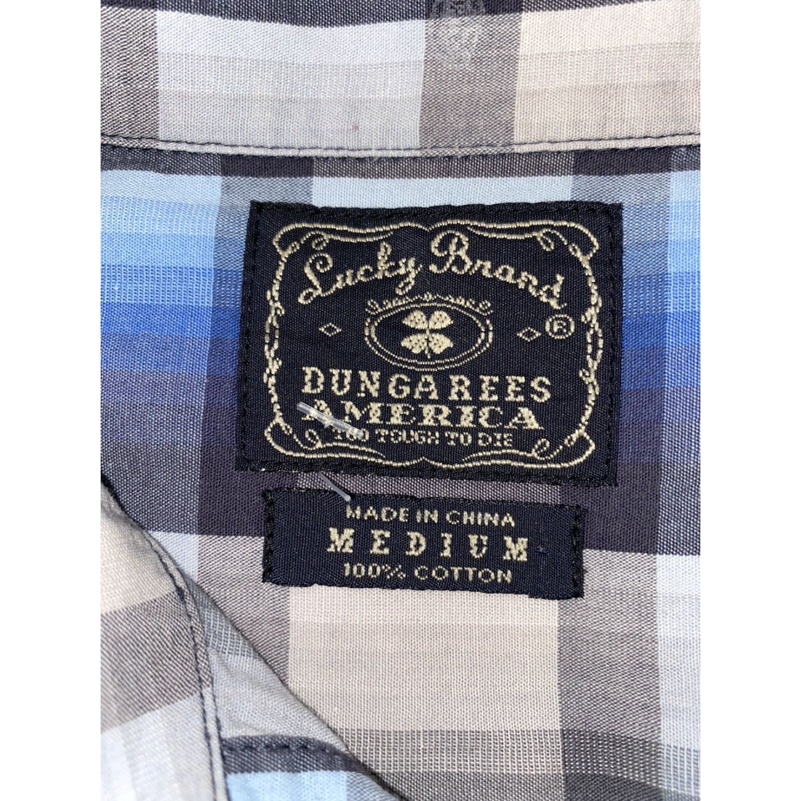 Lucky Brand Lucky Brand Dungarees America Too Tough To Die Plaid Button-Down Shirt Mens M Blue Shirt Size US M / EU 48-50 / 2 - 5 Thumbnail