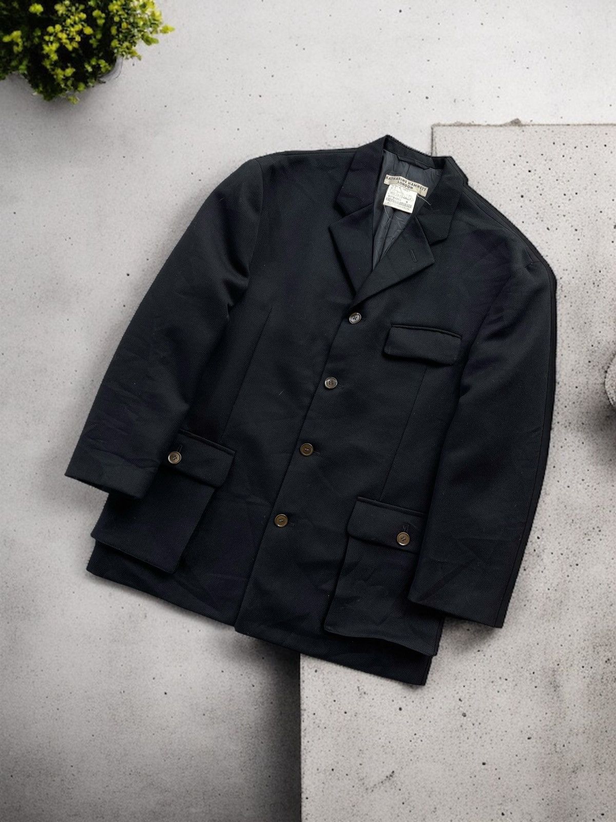 Katharine Hamnett London 🔥VINTAGE KATHARINE HAMNETT LONDON WOOL BUTTON SUIT BLACK Size US M / EU 48-50 / 2 - 2 Thumbnail